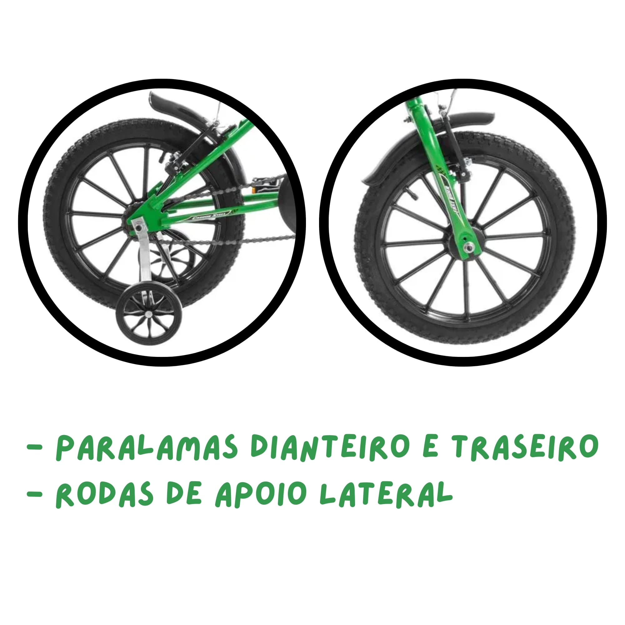Bicicleta Infantil Masculina Verde e Preto Aro 16 de 4 a 6 anos com Buzina Ultrabikes BM16-01VKWPT