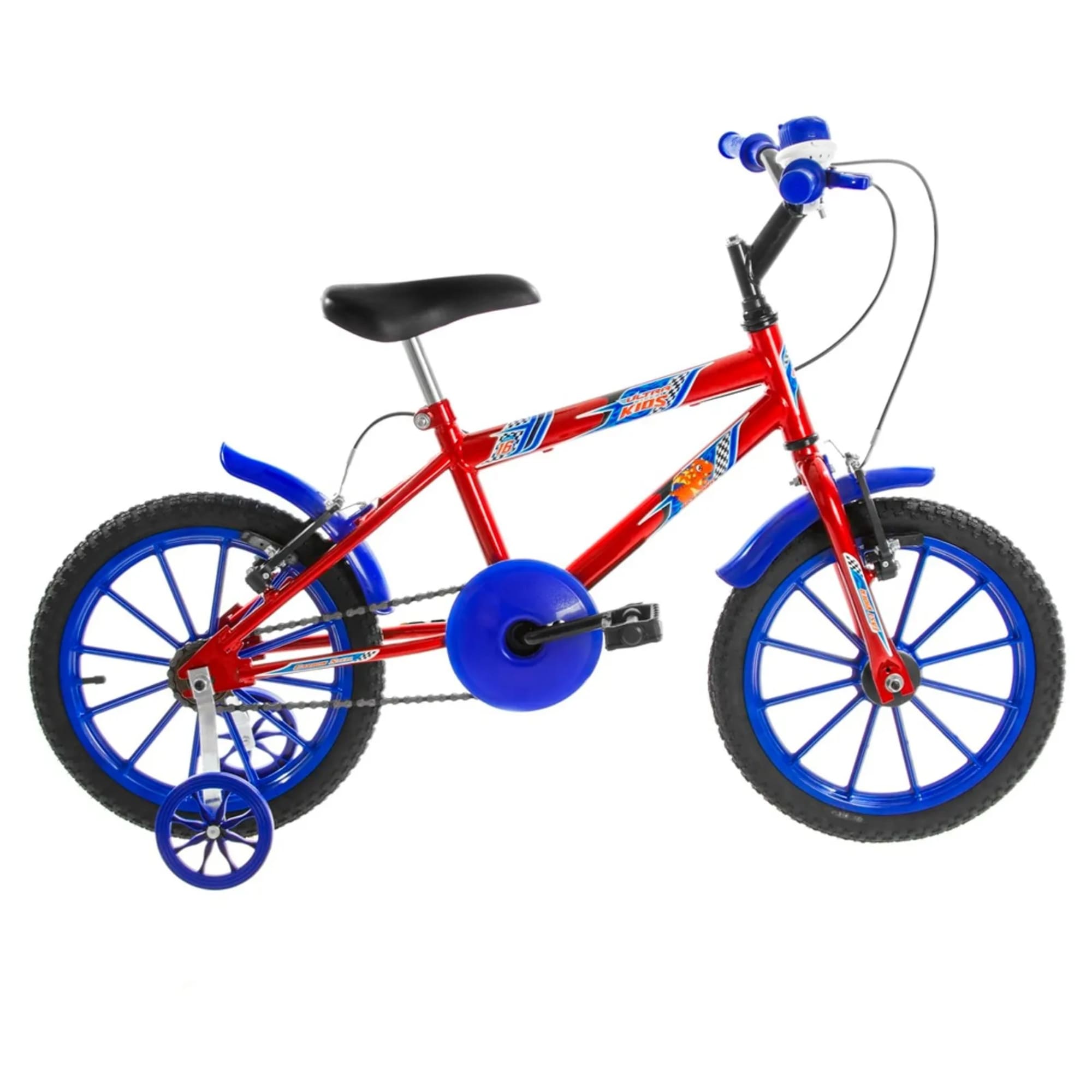 Bicicleta Infantil Masculina Vermelho e Azul Aro 16 de 4 a 6 anos Buzina Ultrabikes BM16-01VMAZ