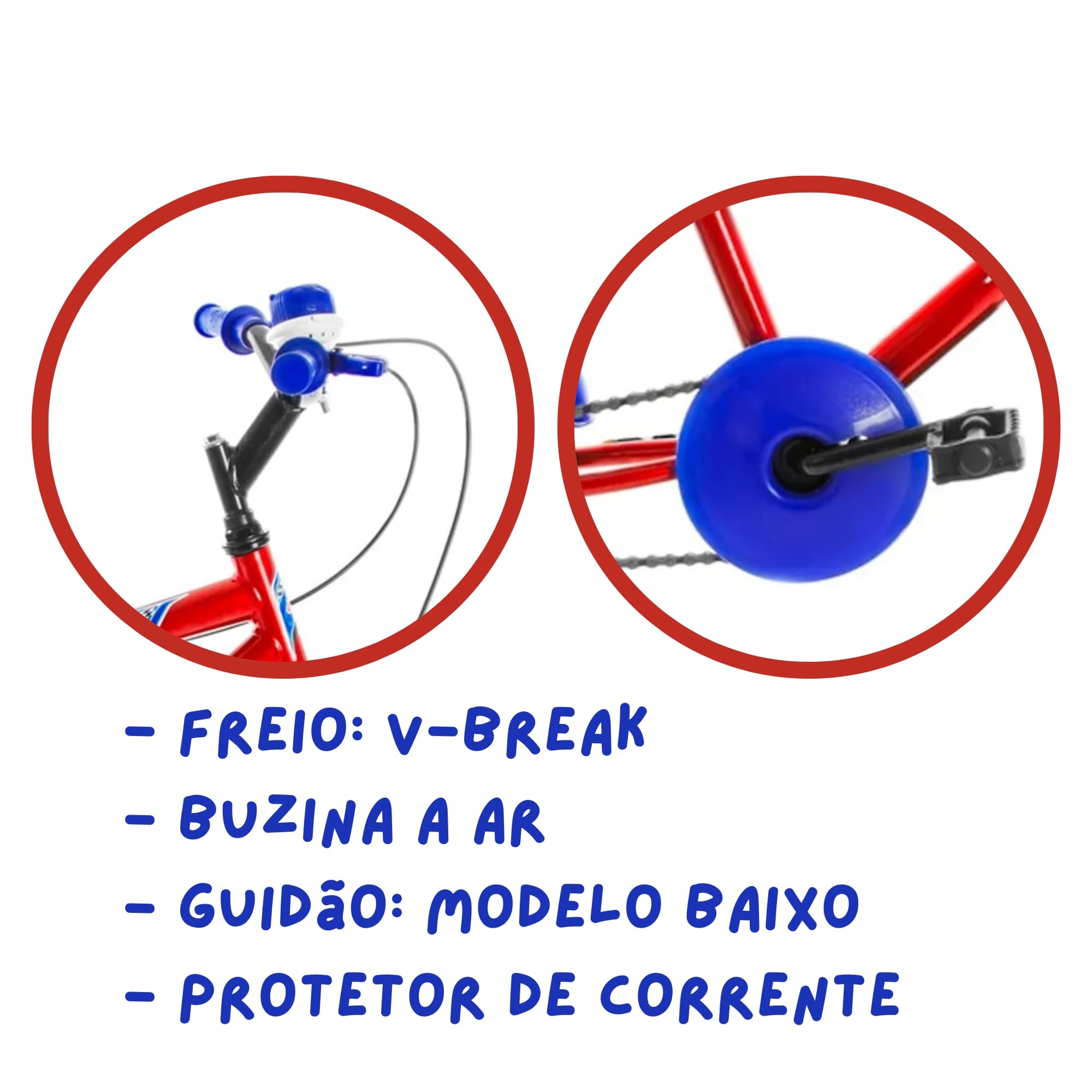 Bicicleta Infantil Masculina Vermelho e Azul Aro 16 de 4 a 6 anos Buzina Ultrabikes BM16-01VMAZ