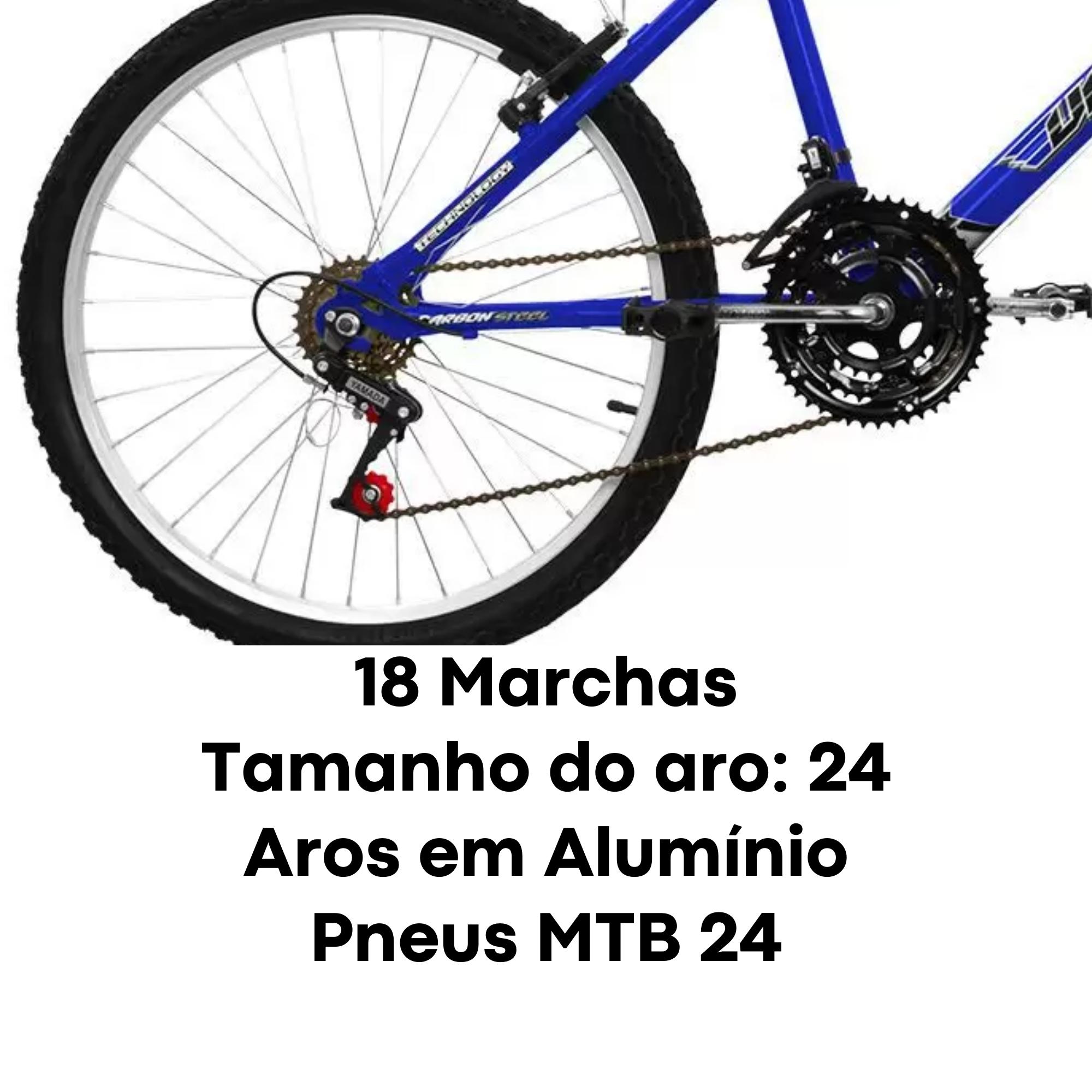 Bicicleta Ultrabikes Aro 24 Quadro em Aço Carbono Azul Pedivela 165mm com 18 Marchas BM24-01AZ