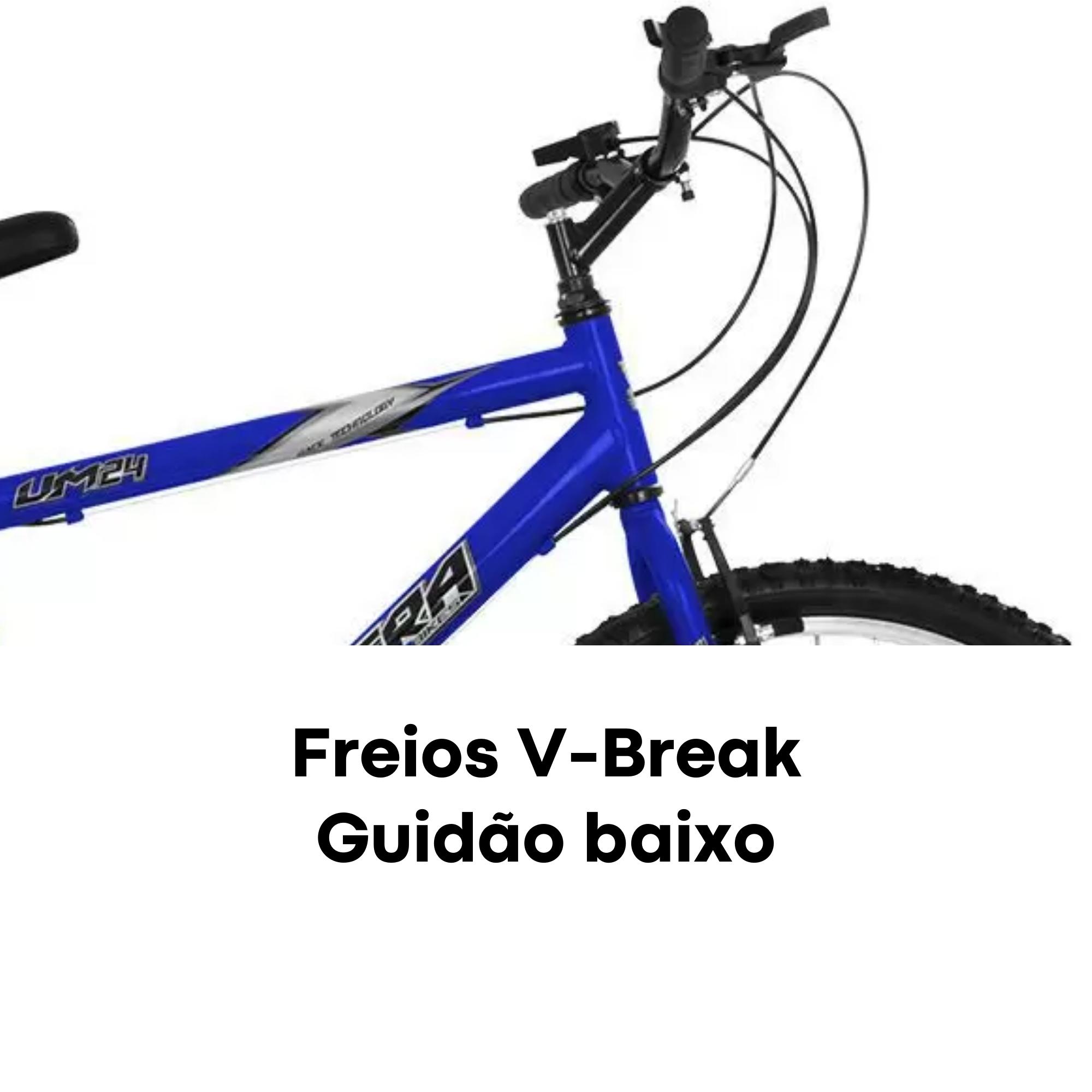 Bicicleta Ultrabikes Aro 24 Quadro em Aço Carbono Azul Pedivela 165mm com 18 Marchas BM24-01AZ