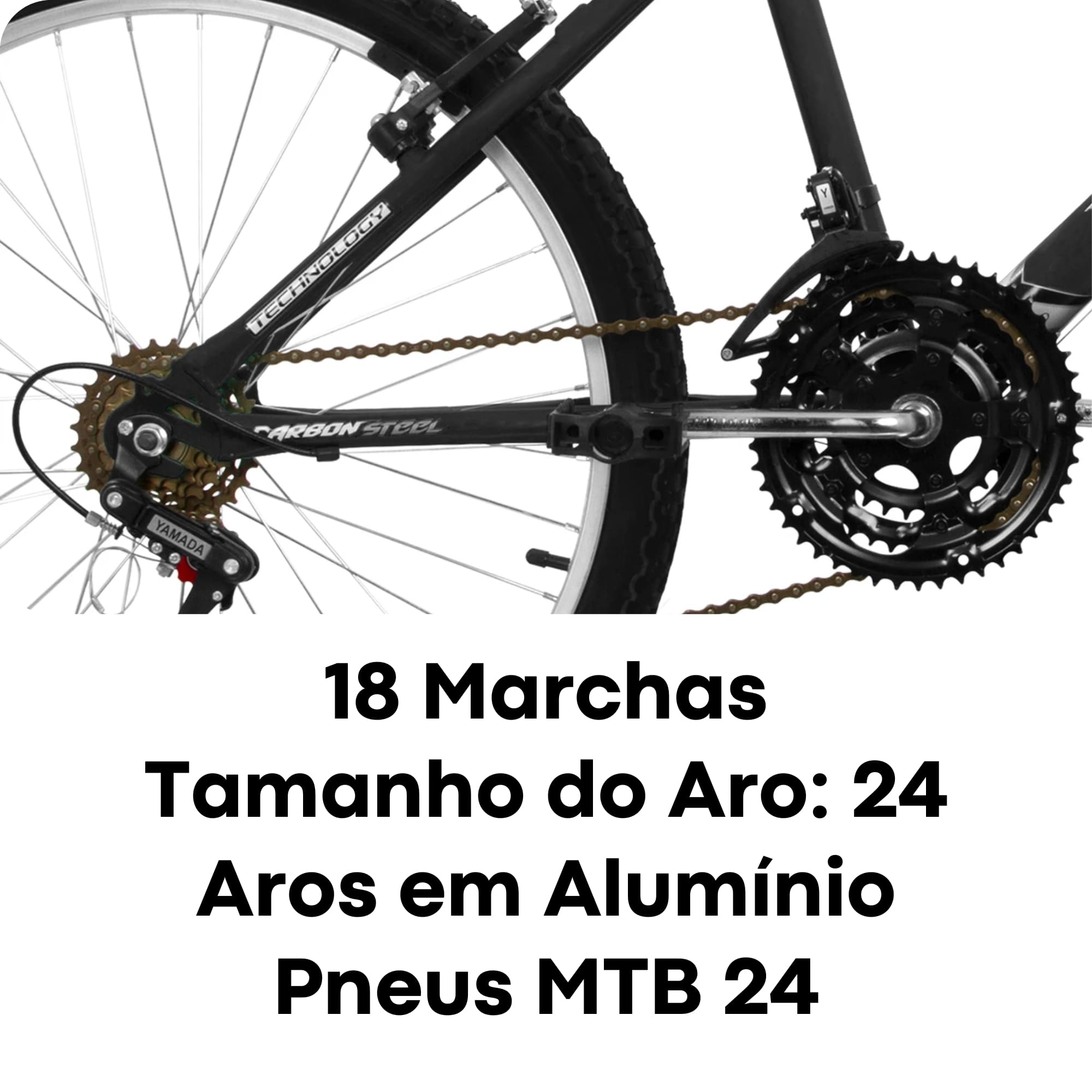 Bicicleta Ultrabikes Aro 24 Quadro em Aço Carbono Preta Pedivela 165mm com 18 Marchas BM24-01PT