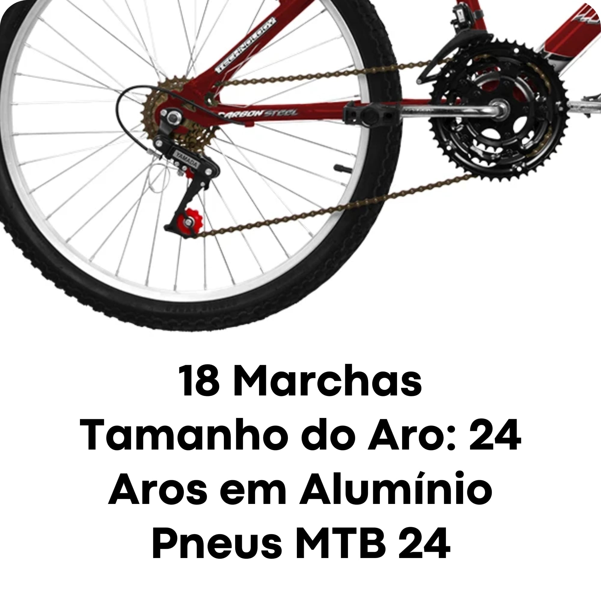 Bicicleta Ultrabikes Aro 24 Quadro em Aço Carbono Vermelha Pedivela 165mm com 18 Marchas BM24-01VM