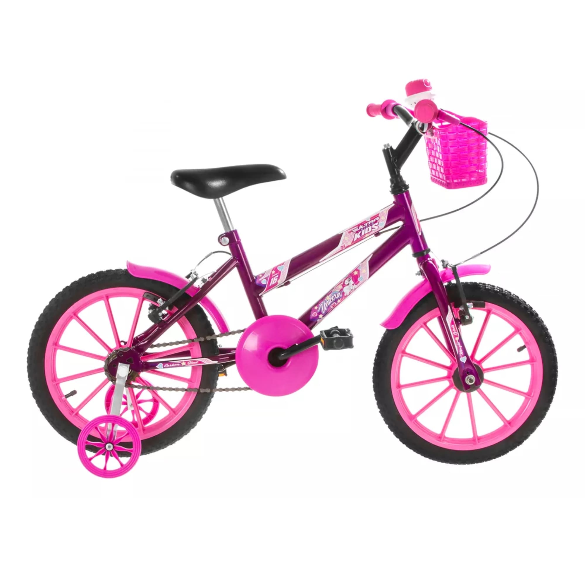 Bicicleta Infantil Lilás Rosa Aro 16 Crianças de 4 a 6 anos Cesta Buzina Ultrabikes BMF16-01LIRS