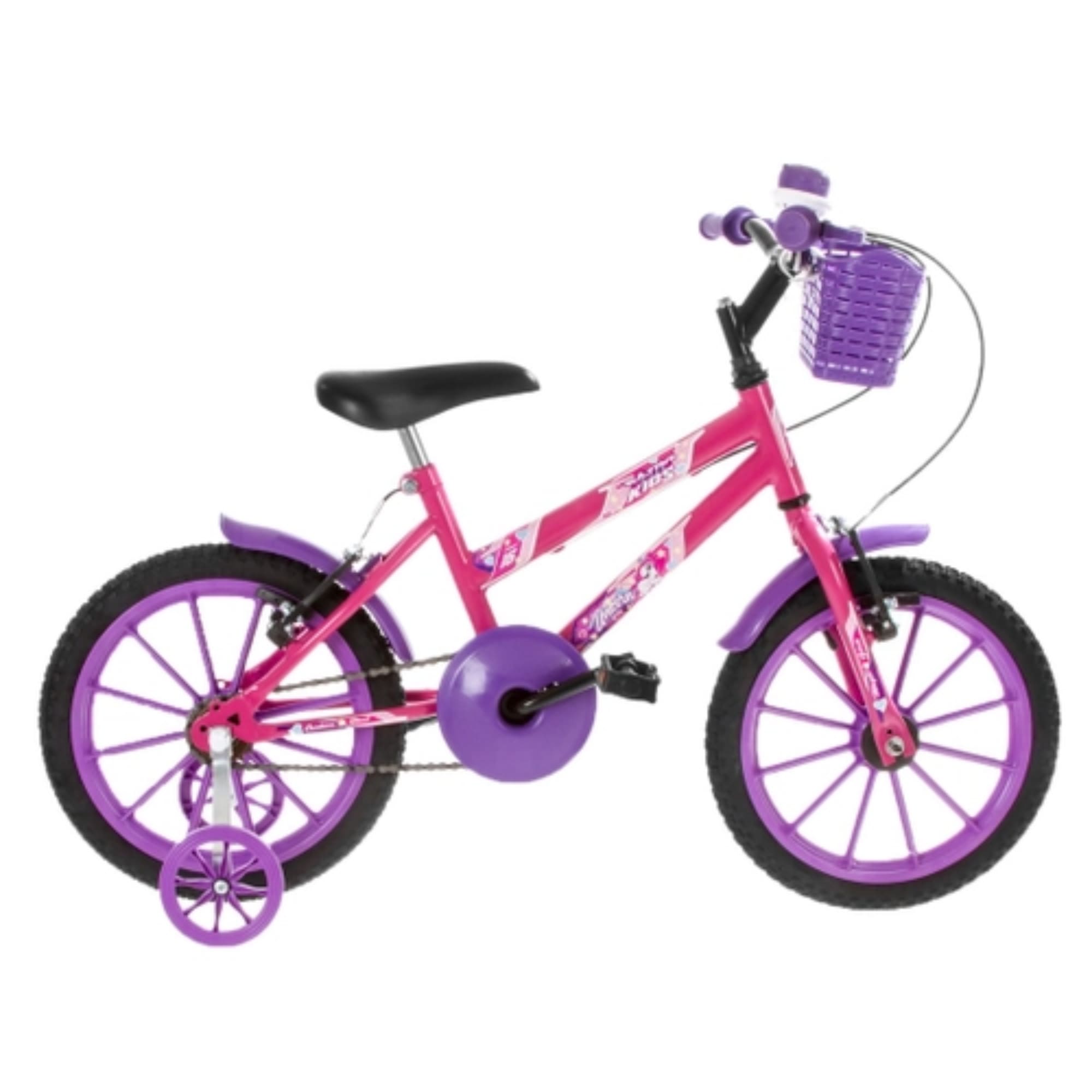 Bicicleta Infantil Rosa Aro 16 Crianças de 4 a 6 anos com Cesta e Buzina Ultrabikes BMF16-01RSLI