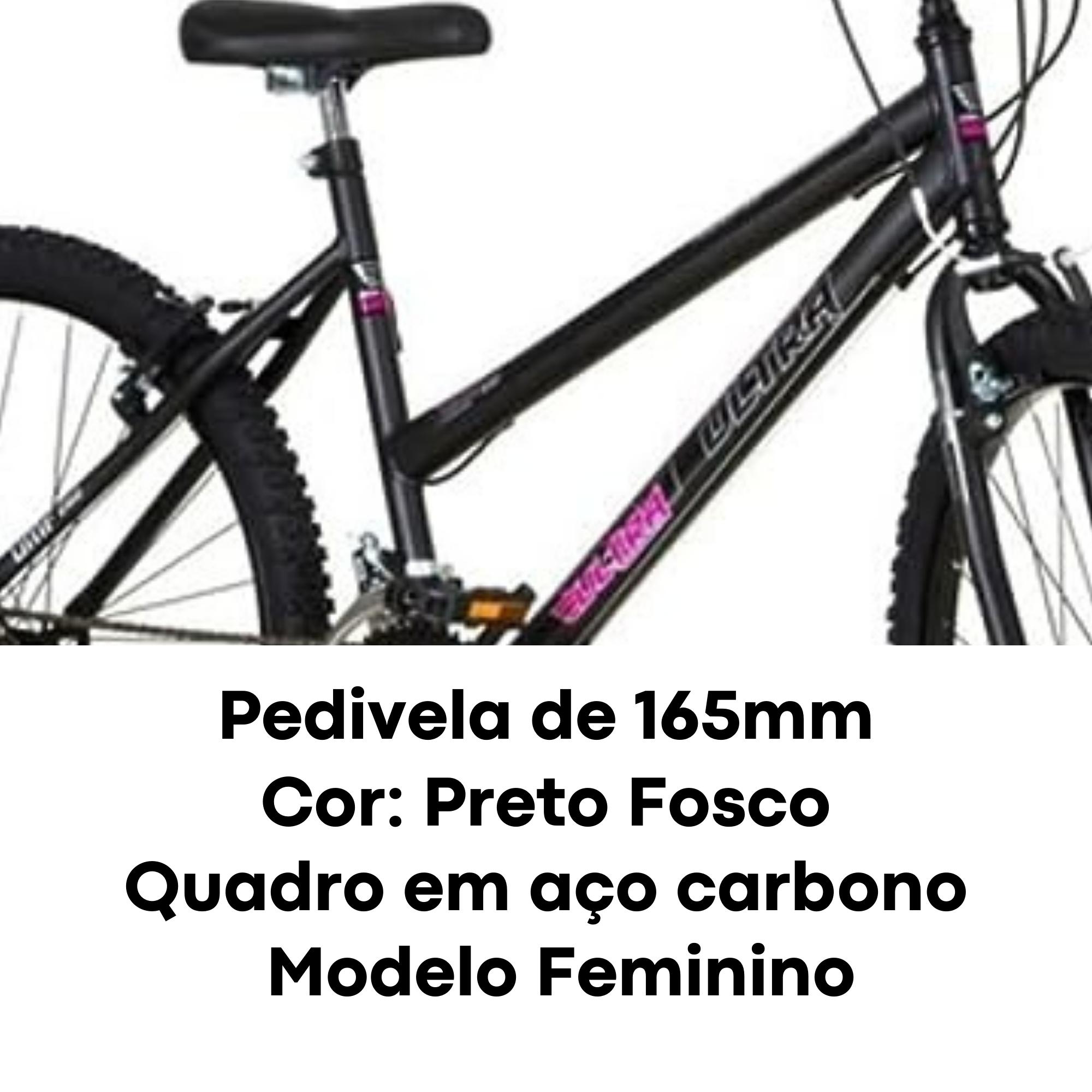 Bicicleta Ultrabikes Aro 26 Quadro Aço Carbono Preto Pedivela 165mm c/ 18 Marchas - BMF26-01PT