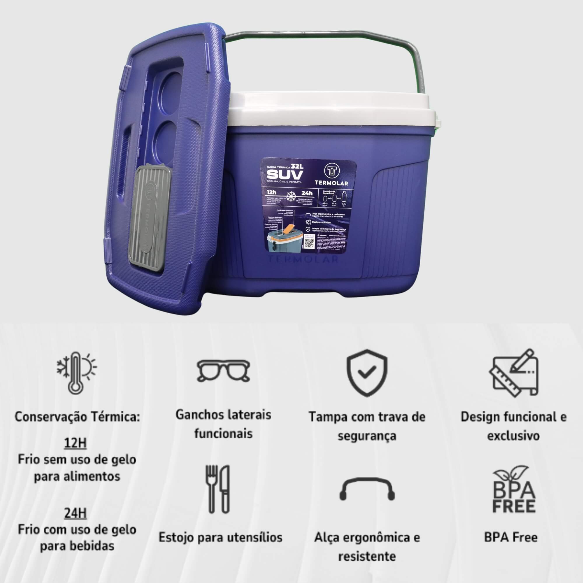 Caixa Térmica SUV 32 Litros Azul Tech Conservação Térmica - Termolar 3502AZT 56282