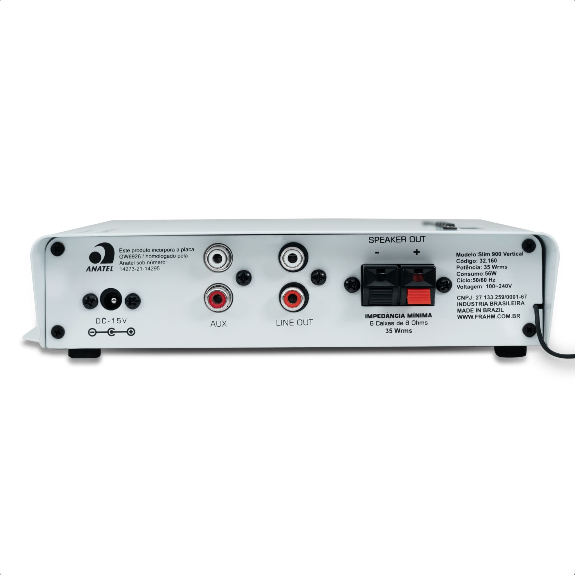 Amplificador Slim 900 Vertical Parede Moveis 35W RMS 8 Ohms Line out Auxlilar Frahm - 32160