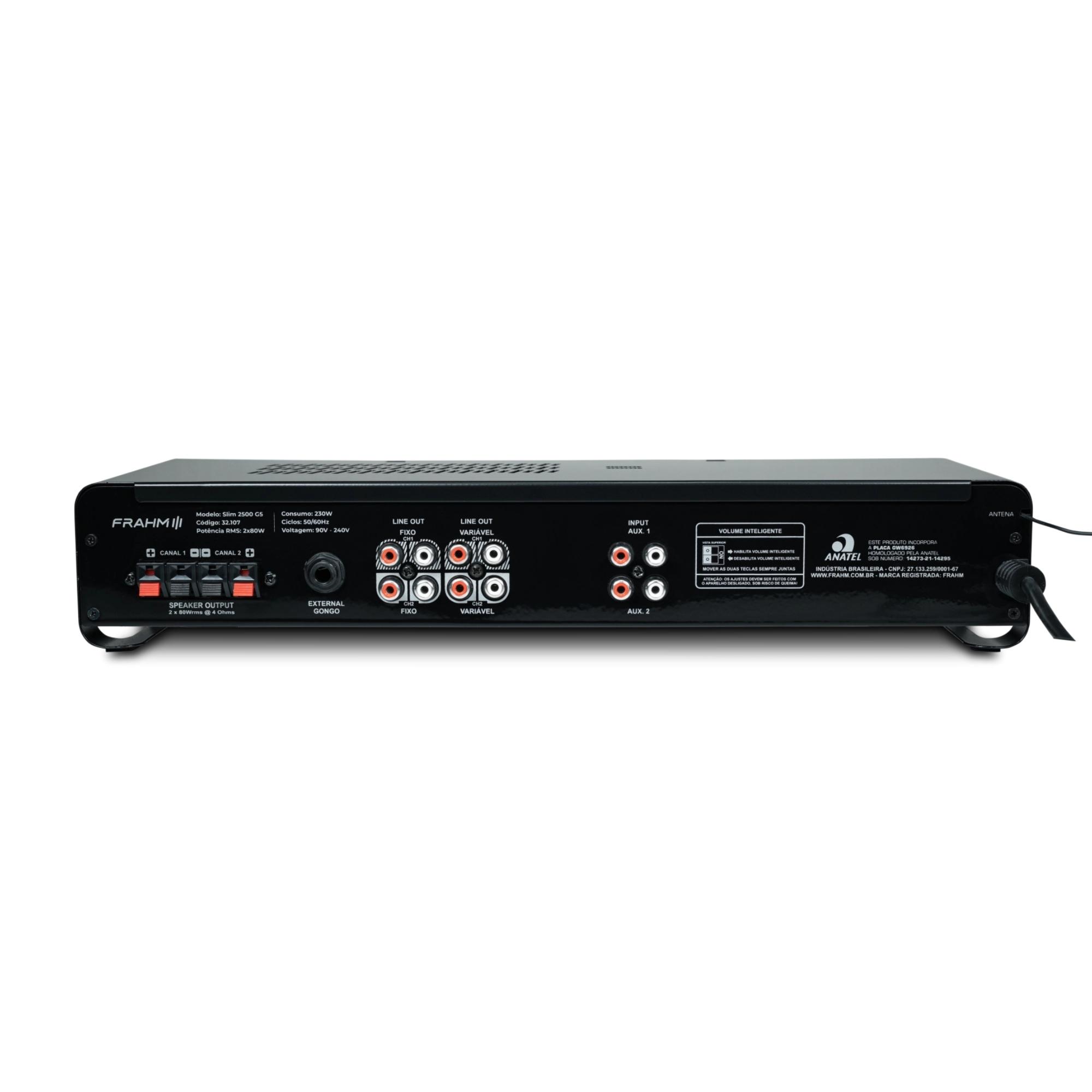 Amplificador Slim 2500 G5 Bivolt Automático Classe AB Potência 4 Ohms 3 Vias Frahm - 32107