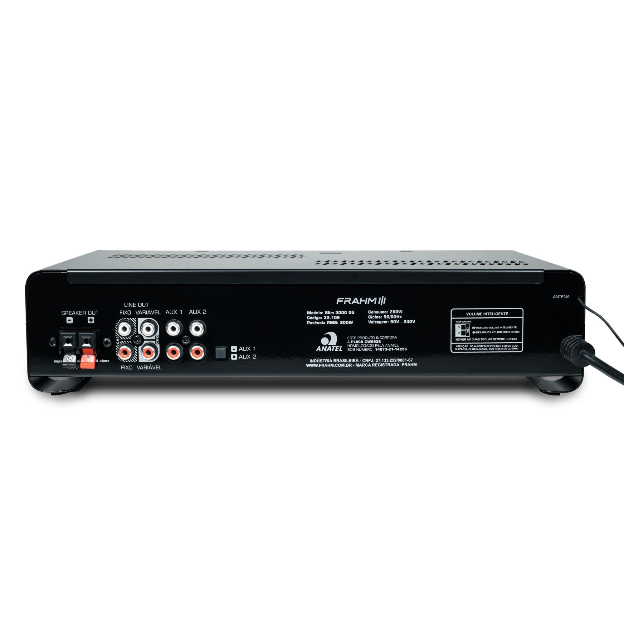 Som Ambiente Amplificador Slim 3000 G5 200W RMS 4Ohms Bivolt RCA USB Bluetooth P2 - Frahm 32109