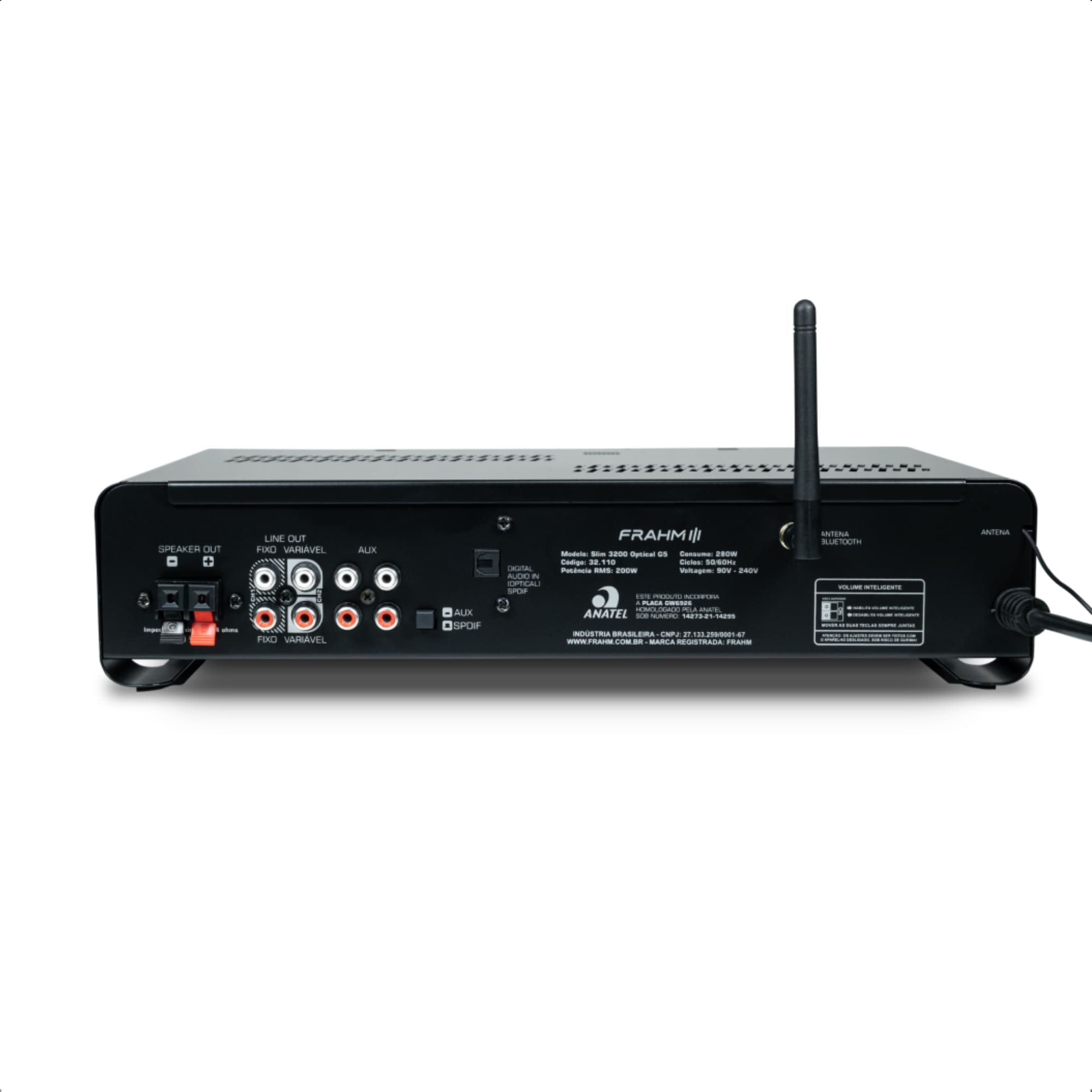 Som Ambiente Amplificador Slim 3200 OPTICAL G5 200W RMS 4 Ohms RCA USB P2/Micro SD Frahm - 32110