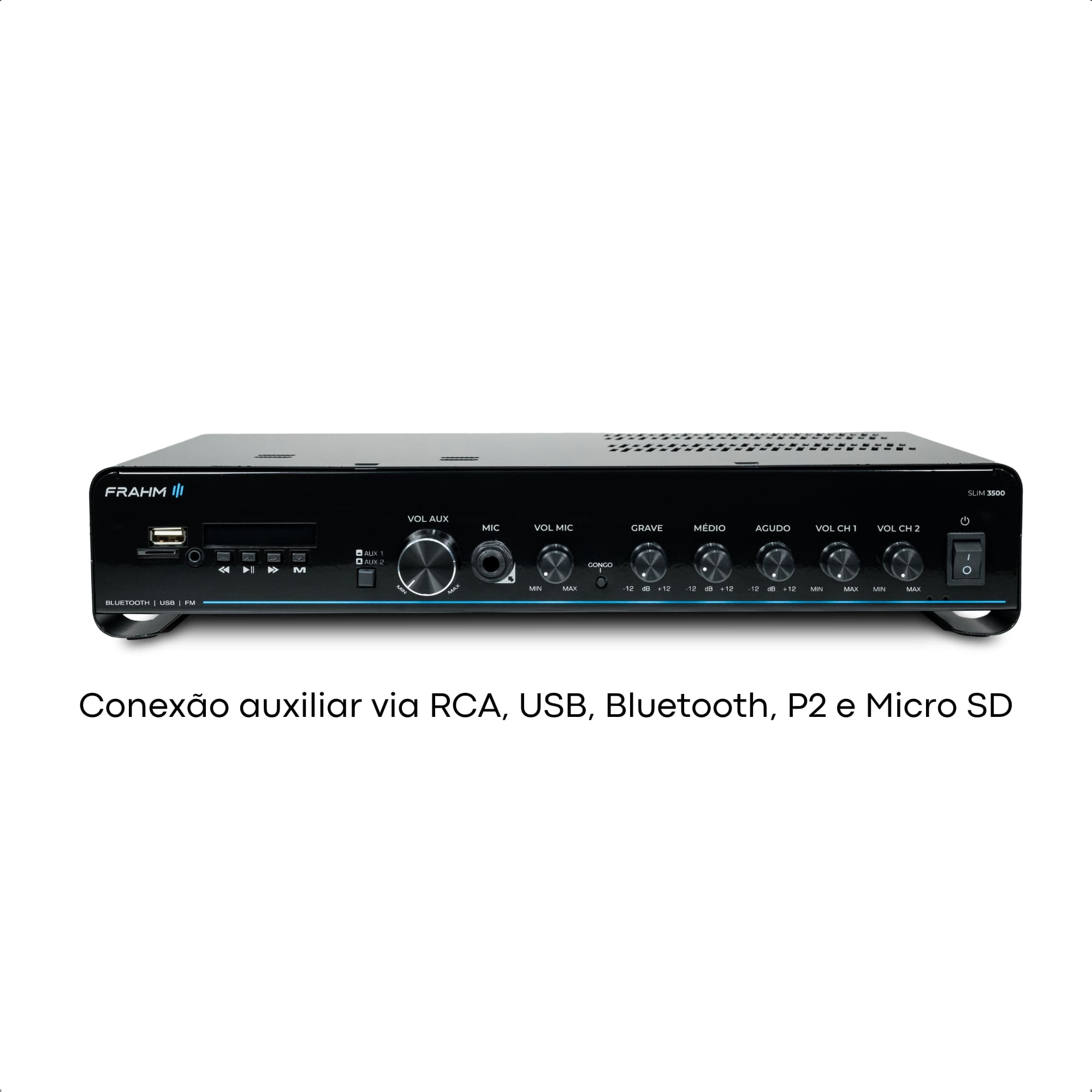 Amplificador Som Ambiente Slim 3500 G5 240W RMS 4 Ohms RCA USB 5.0 P2 Micro SD Frahm - 32111