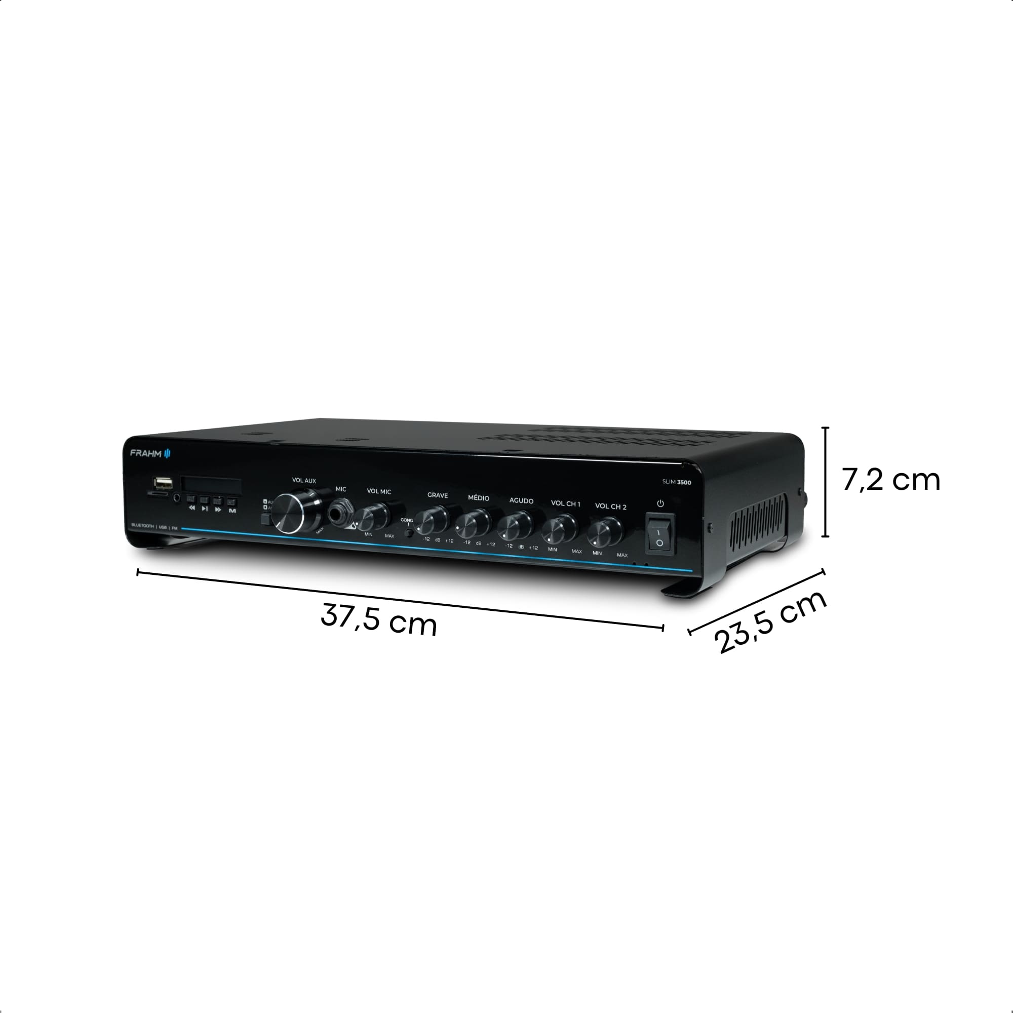 Amplificador Som Ambiente Slim 3500 G5 240W RMS 4 Ohms RCA USB 5.0 P2 Micro SD Frahm - 32111
