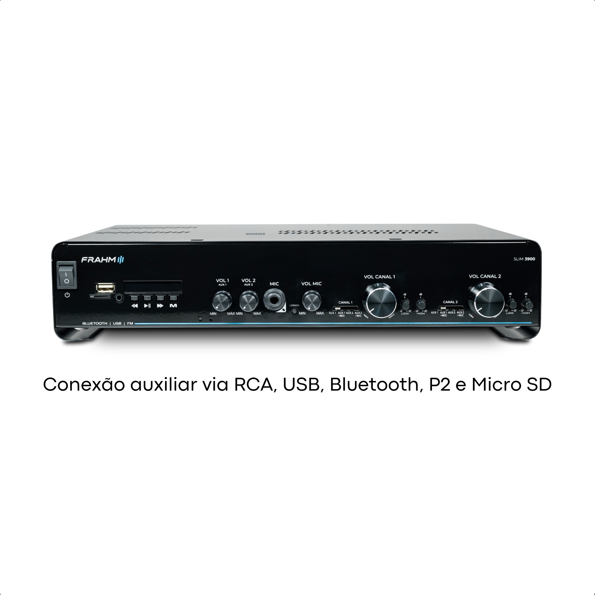 Amplificador Som Ambiente Slim 3900 G5 300W RMS 2 Ohm RCA USB 5.0 P2 Micro SD Frahm - 32113