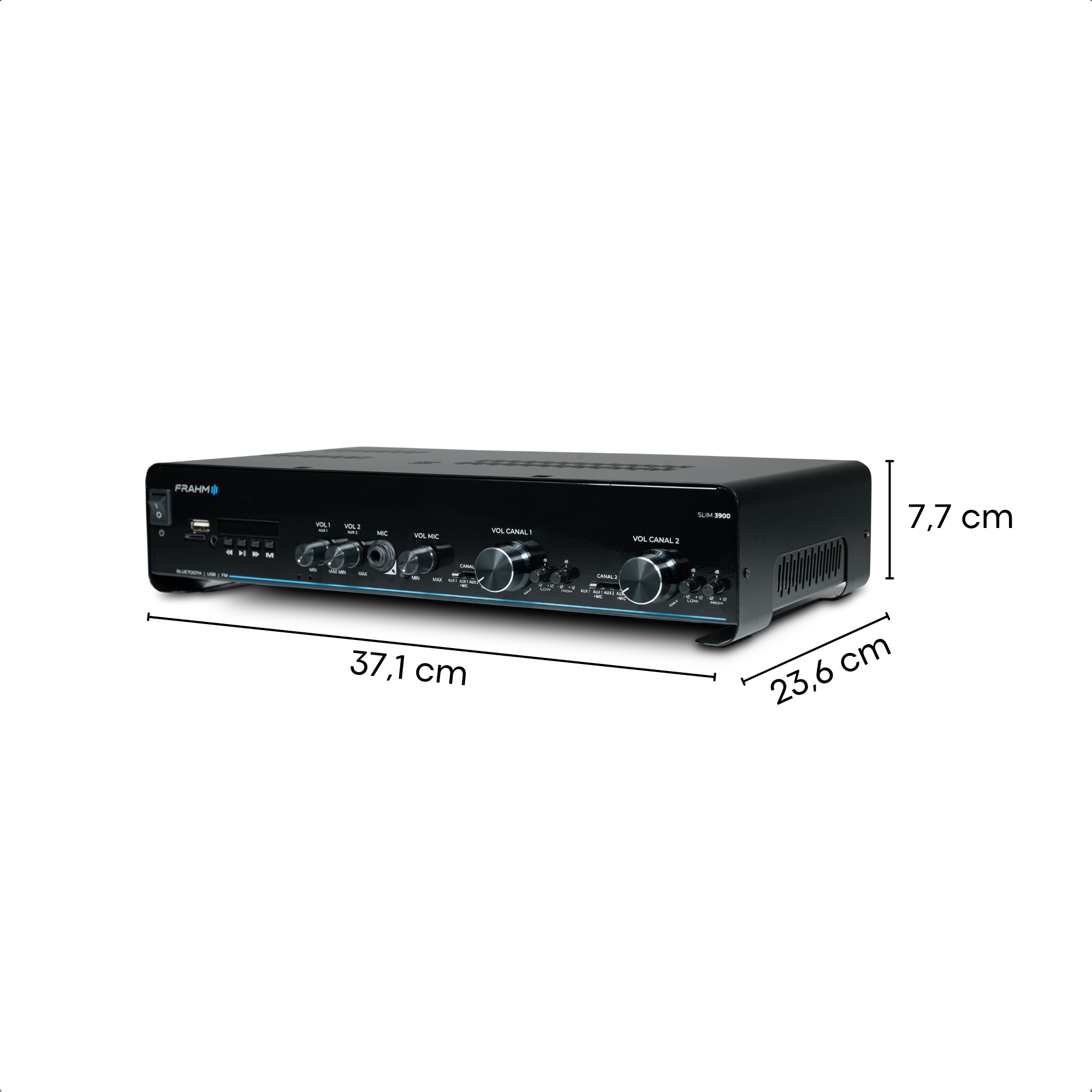Amplificador Som Ambiente Slim 3900 G5 300W RMS 2 Ohm RCA USB 5.0 P2 Micro SD Frahm - 32113