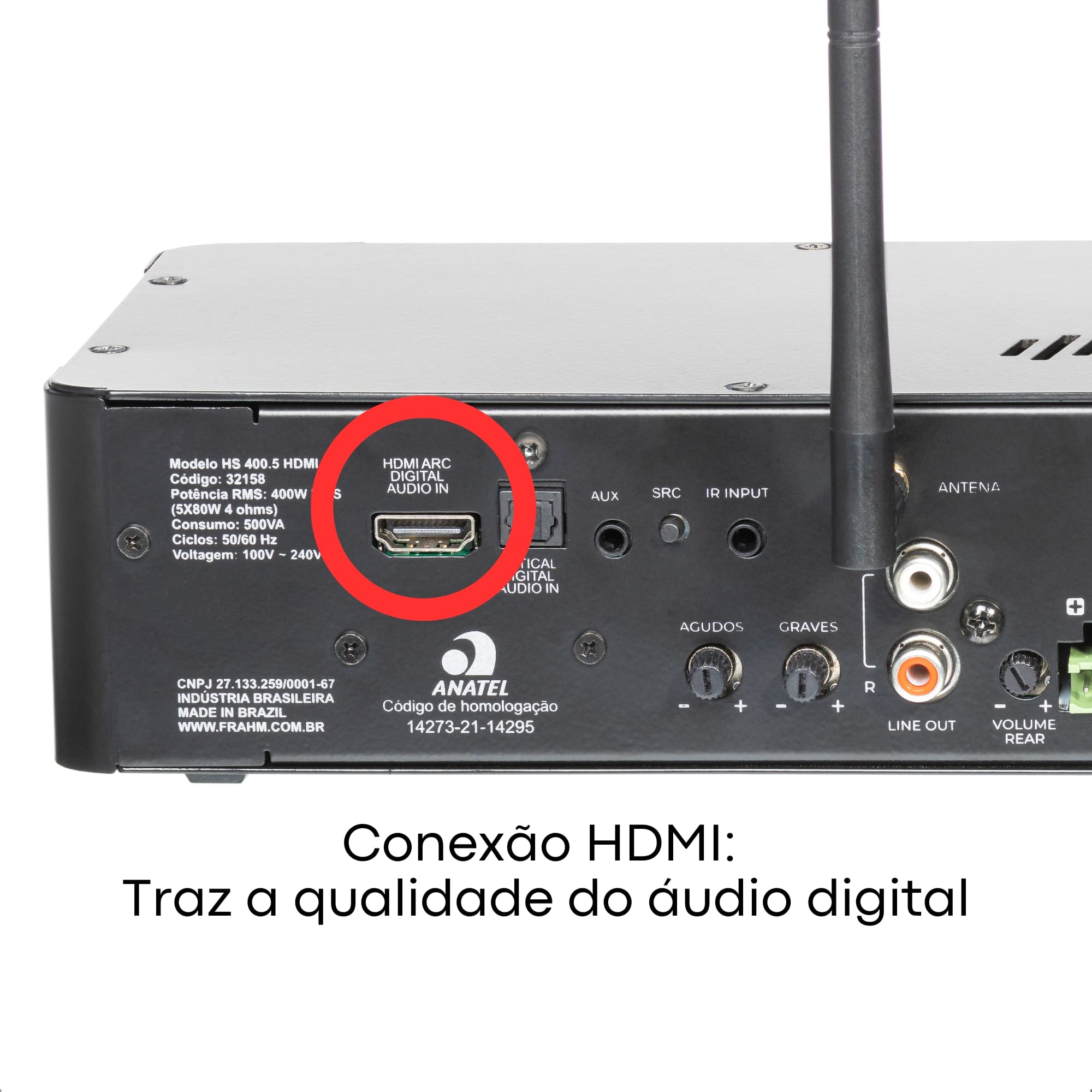 Som Ambiente Amplificador Home Sense HS400.5 HDMI PT Bivolt 400W (5x 80W) 4 Ohms Frahm - 32158