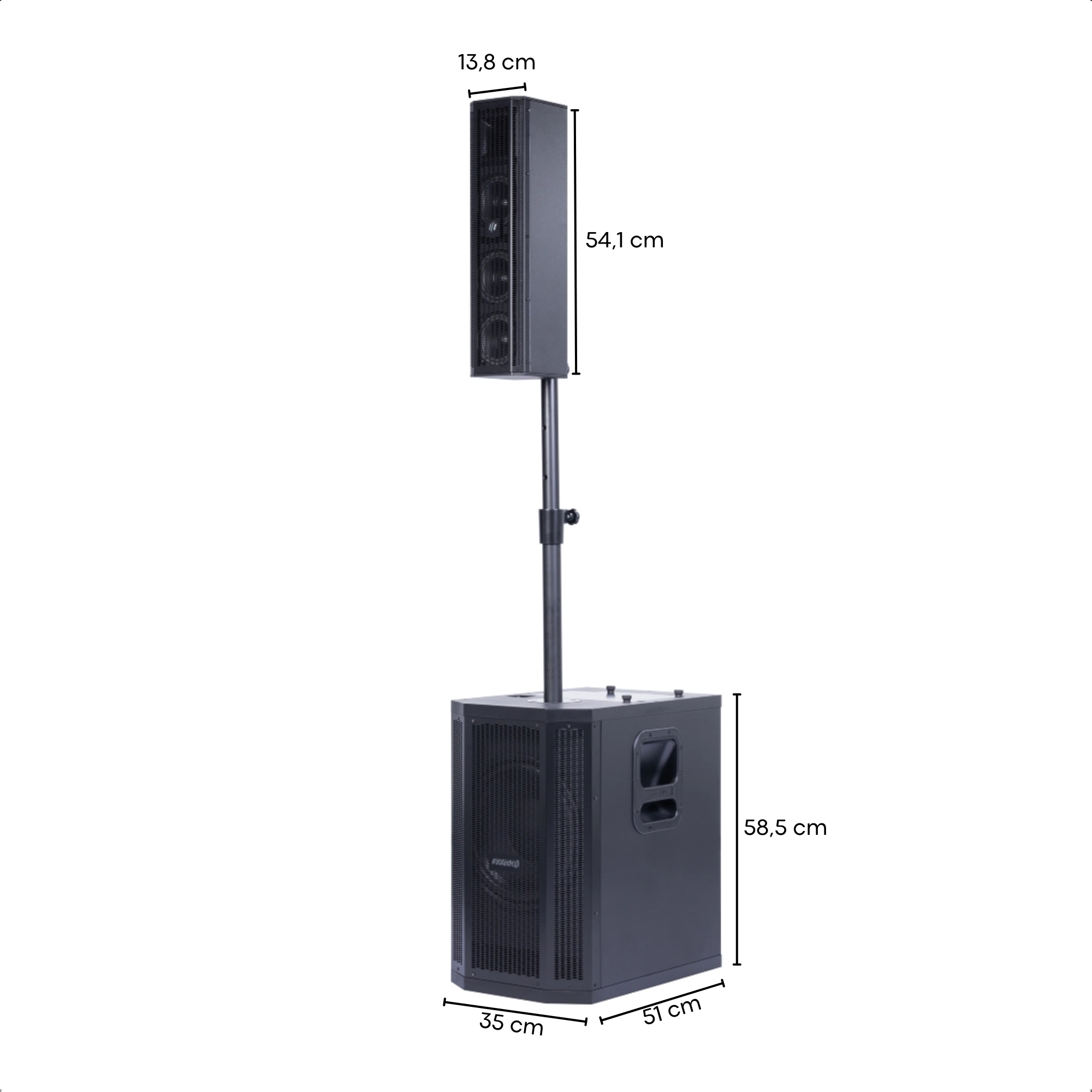 Sistema GRT 12 DSP Preta Caixa Ativa Subwoofer e Satélite 300W RMS USB Bluetooth - Frahm 31971