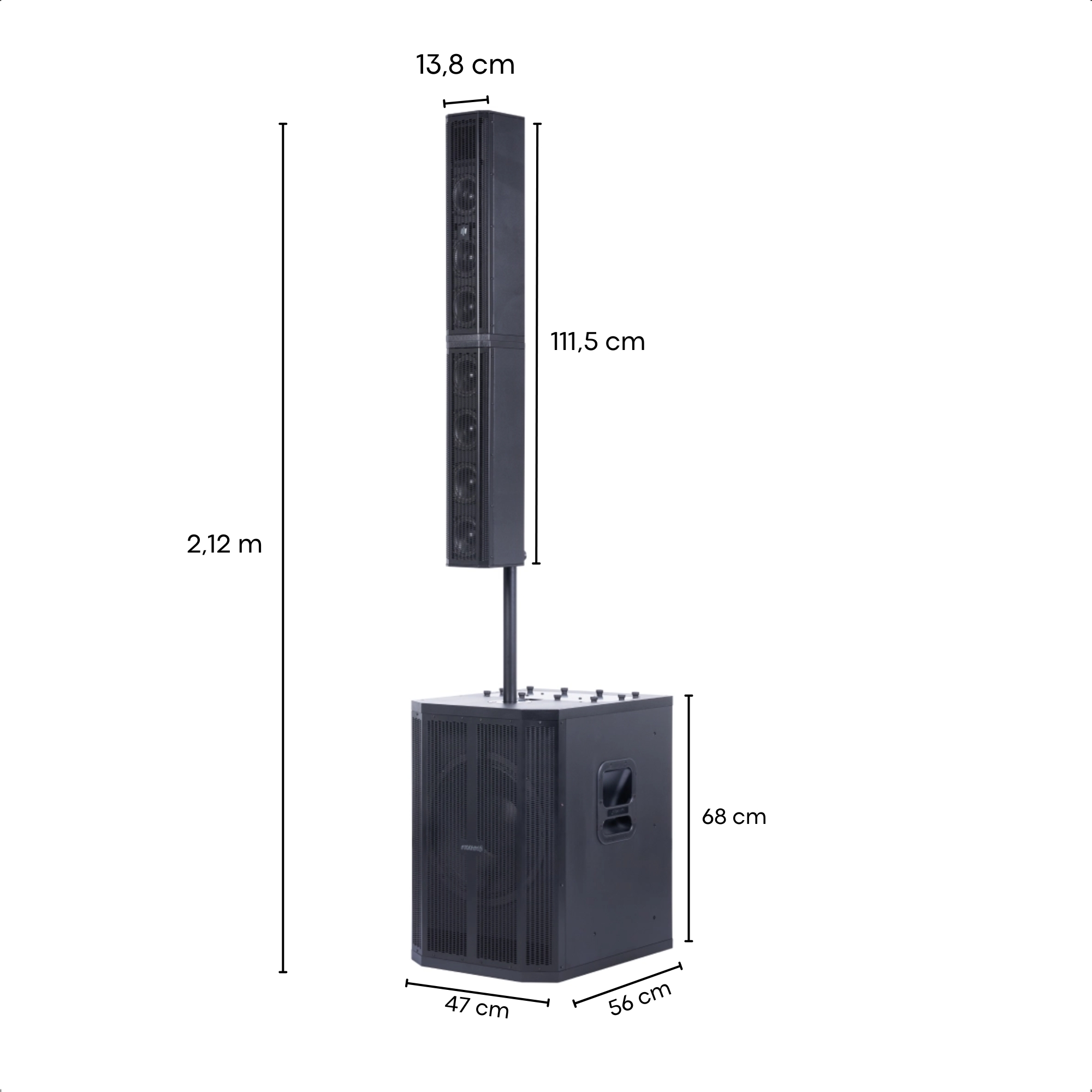 Caixa Ativa Subwoofer e Satélite Sistema GRT 15 DSP Preta 1000W RMS Frahm - 31972