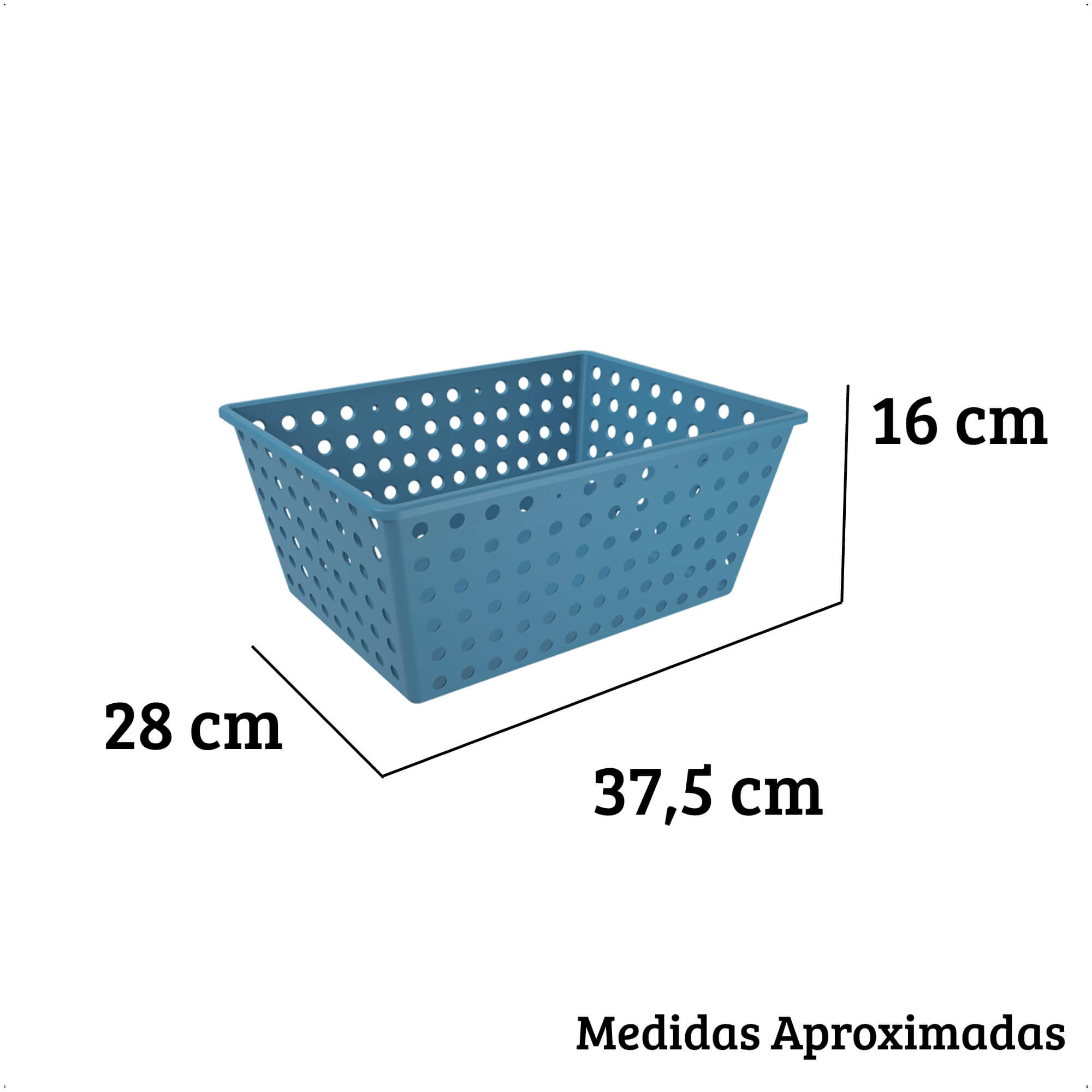 Kit 5 Cesto Organizadores   Multiuso Plástico Flora Ocean Coza Azul Pq Md Gd - BRINOX 99399/2533