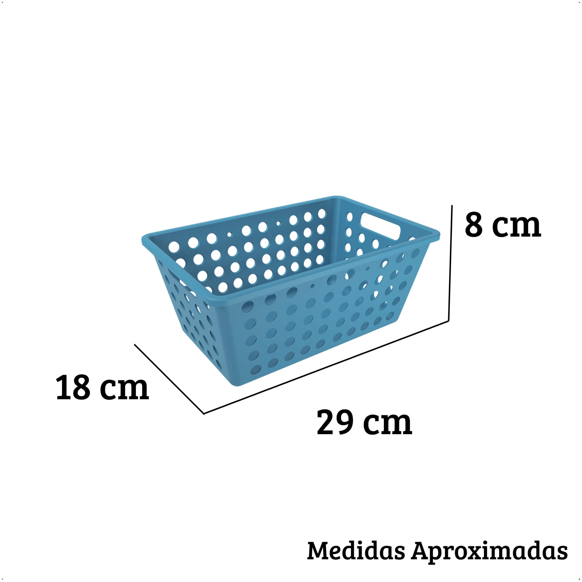 Kit 5 Cesto Organizadores   Multiuso Plástico Flora Ocean Coza Azul Pq Md Gd - BRINOX 99399/2533