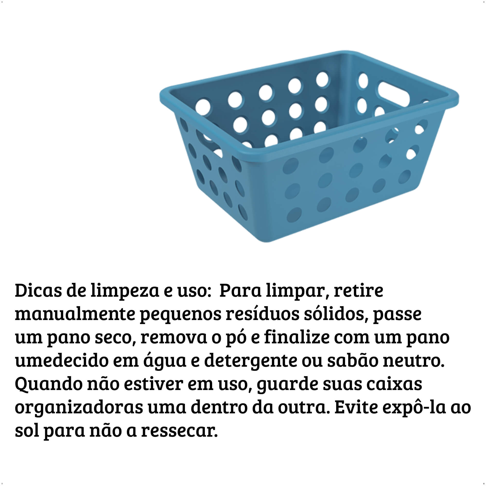 Kit 5 Cesto Organizadores   Multiuso Plástico Flora Ocean Coza Azul Pq Md Gd - BRINOX 99399/2533