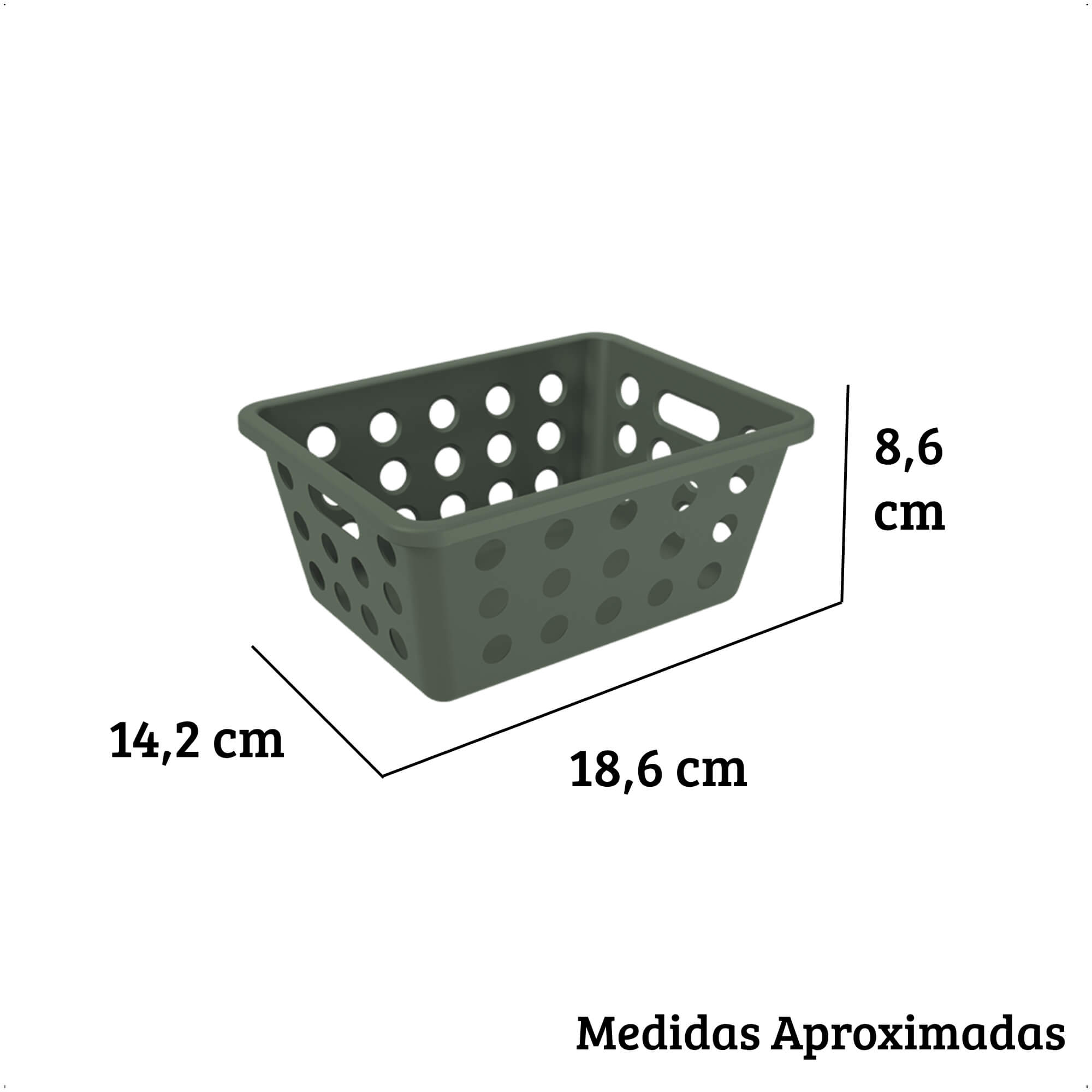 Kit 5 Cestos Organizadores Coza Multiuso Plástico Flora Verde  Pq Md Gd - BRINOX 99399/2530