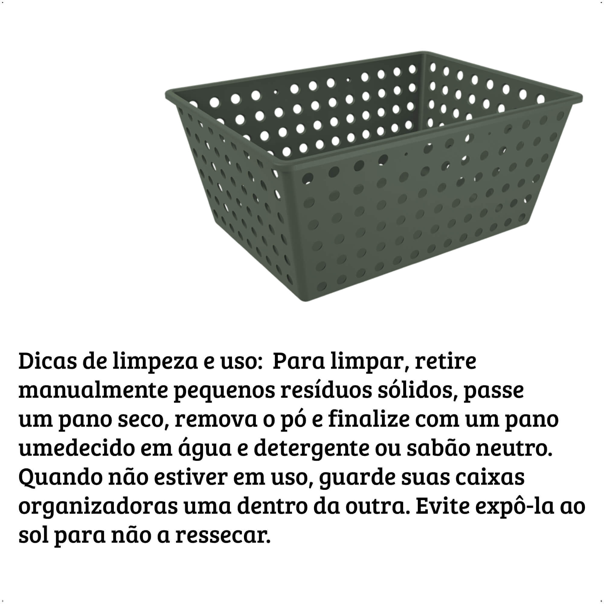 Kit 5 Cestos Organizadores Coza Multiuso Plástico Flora Verde  Pq Md Gd - BRINOX 99399/2530