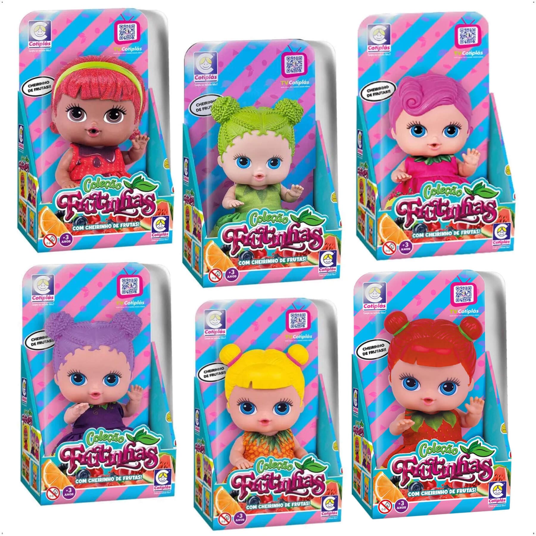 COMP Kit 6x Brinquedo Boneca Coleção Frutinhas 19cm Cotiplas