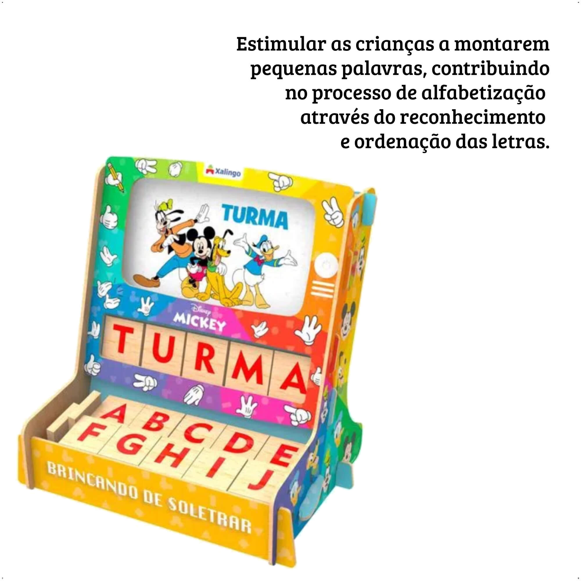 Brinquedo Brincando de Soletrar Mickey Disney Jogo Infantil Aprenda as Letras Xalingo - 13198