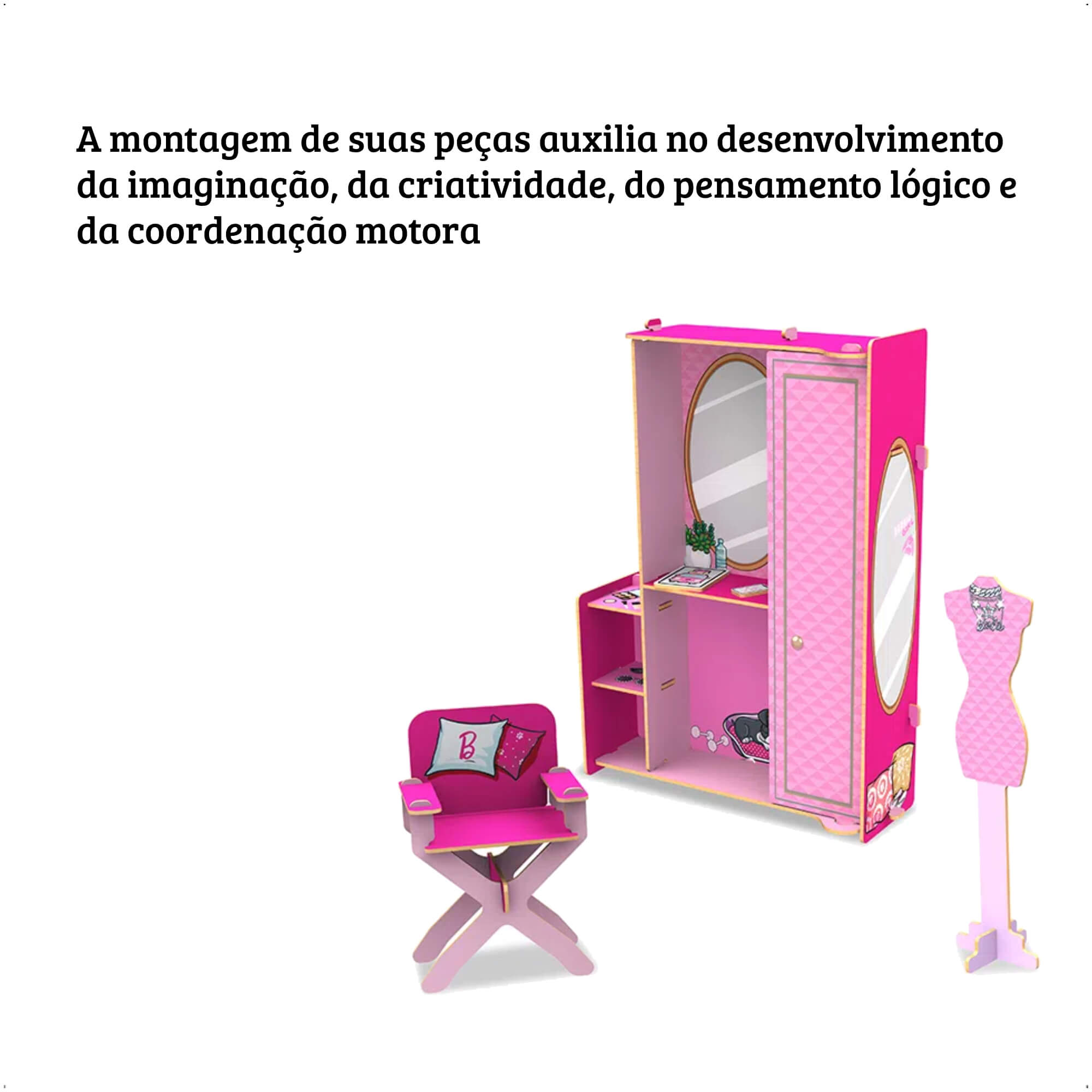 Brinquedo Playset Closet Da Barbie A partir dos 3 anos com 40 Peças - Xalingo 23298