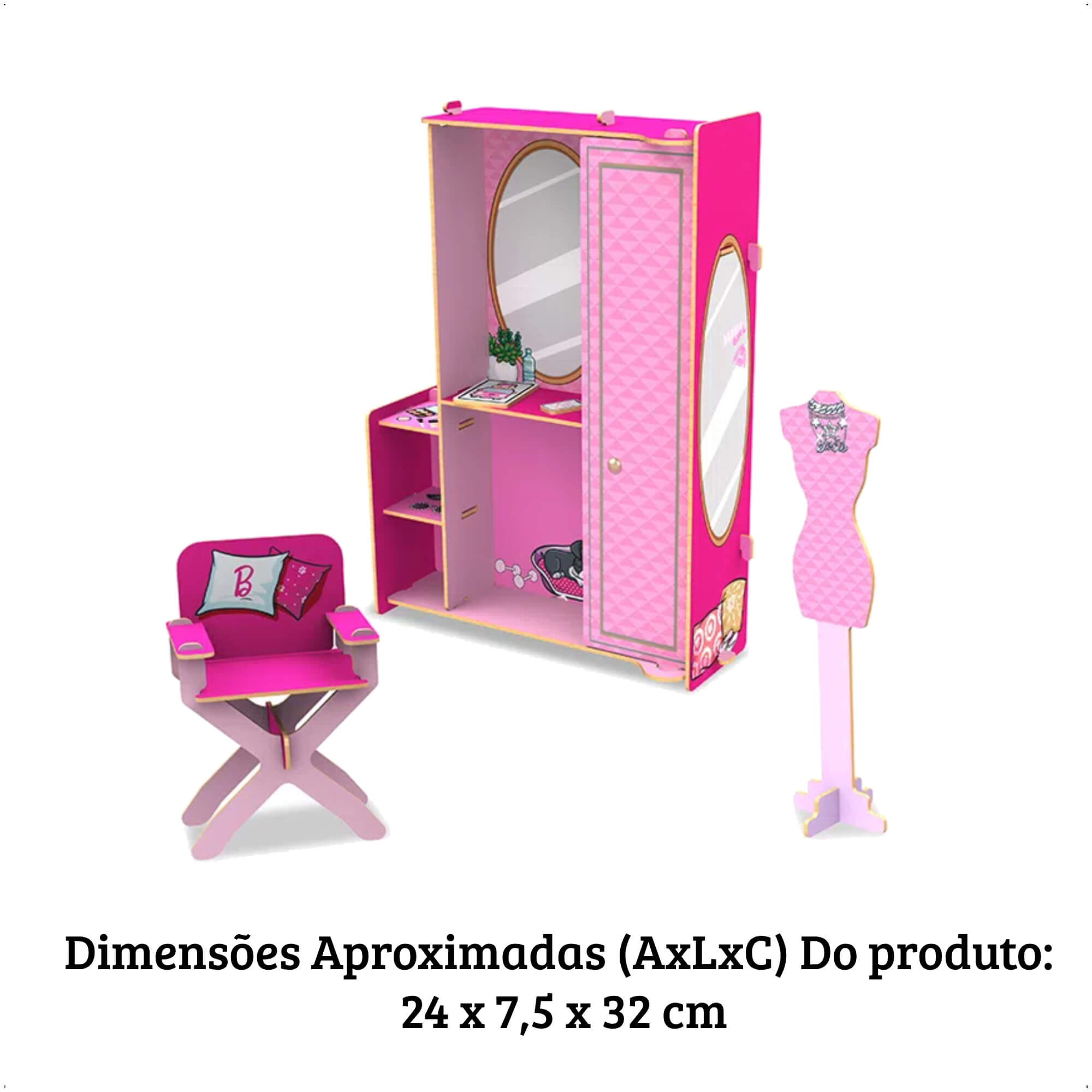 Brinquedo Playset Closet Da Barbie A partir dos 3 anos com 40 Peças - Xalingo 23298