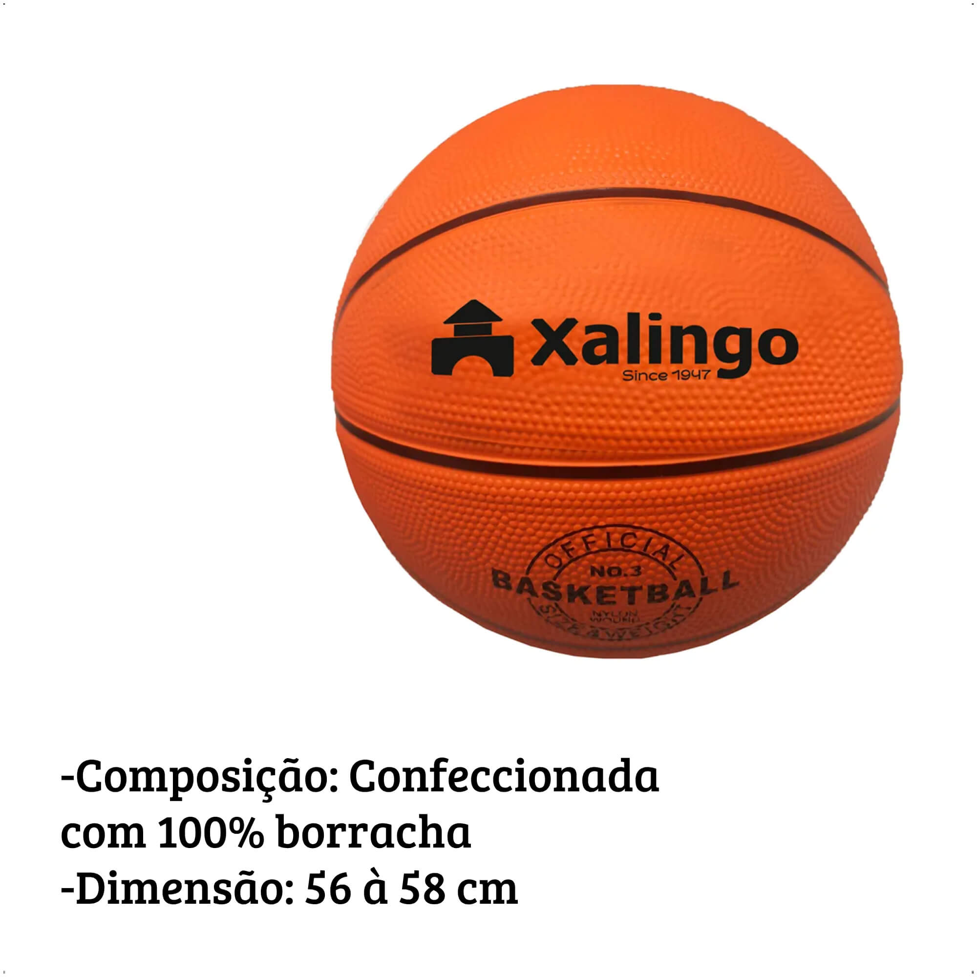 Bola de Basquete Infantil Oficial Tamanho 3 Indicado para 4 aos 6 anos - Xalingo 28687
