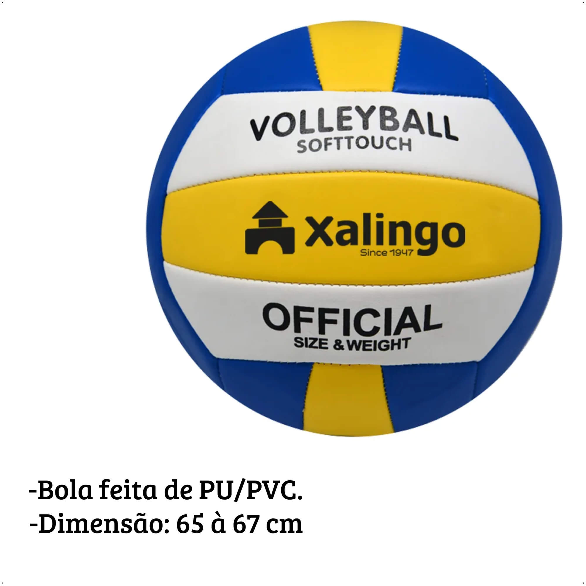 Bola de Vôlei Oficial Resistente e com Toque Macio para Crianças e Adultos Xalingo - 28632