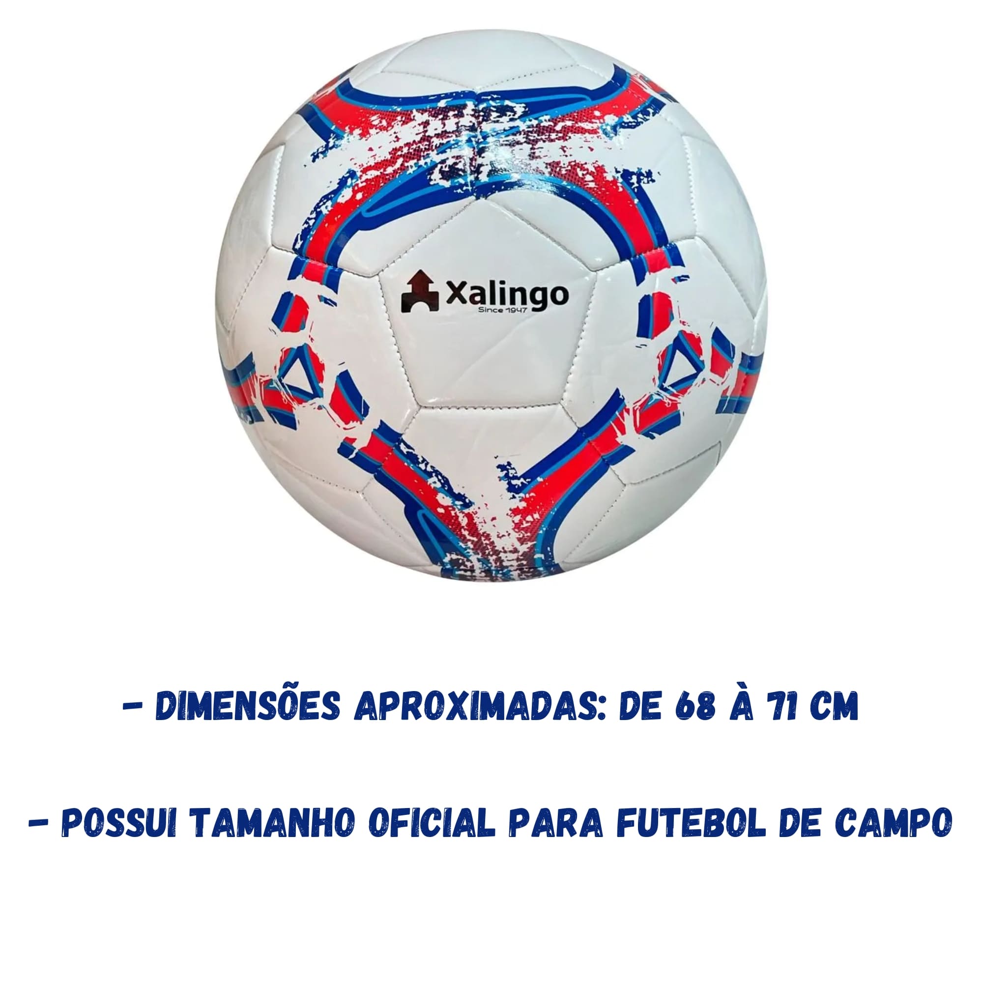 Bola de Futebol N° 5 Oficial 68 à 71 cm Produzida em PVC Recomendada Uso Infantil Xalingo - 28698