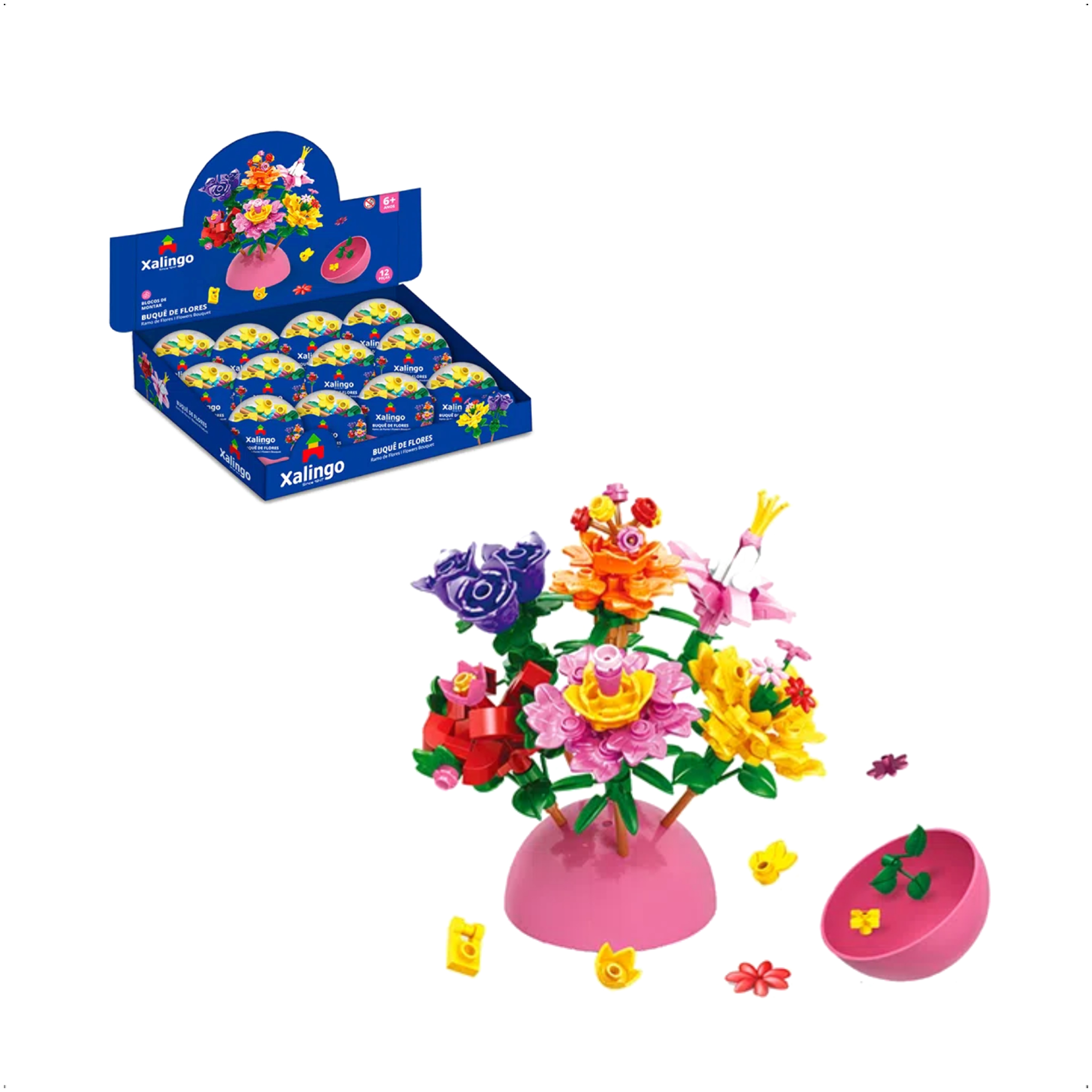 Brinquedo Blocos de Montar Mundo Encantado - Buque De Flores Surpresa 1 Peça - Xalingo 28498