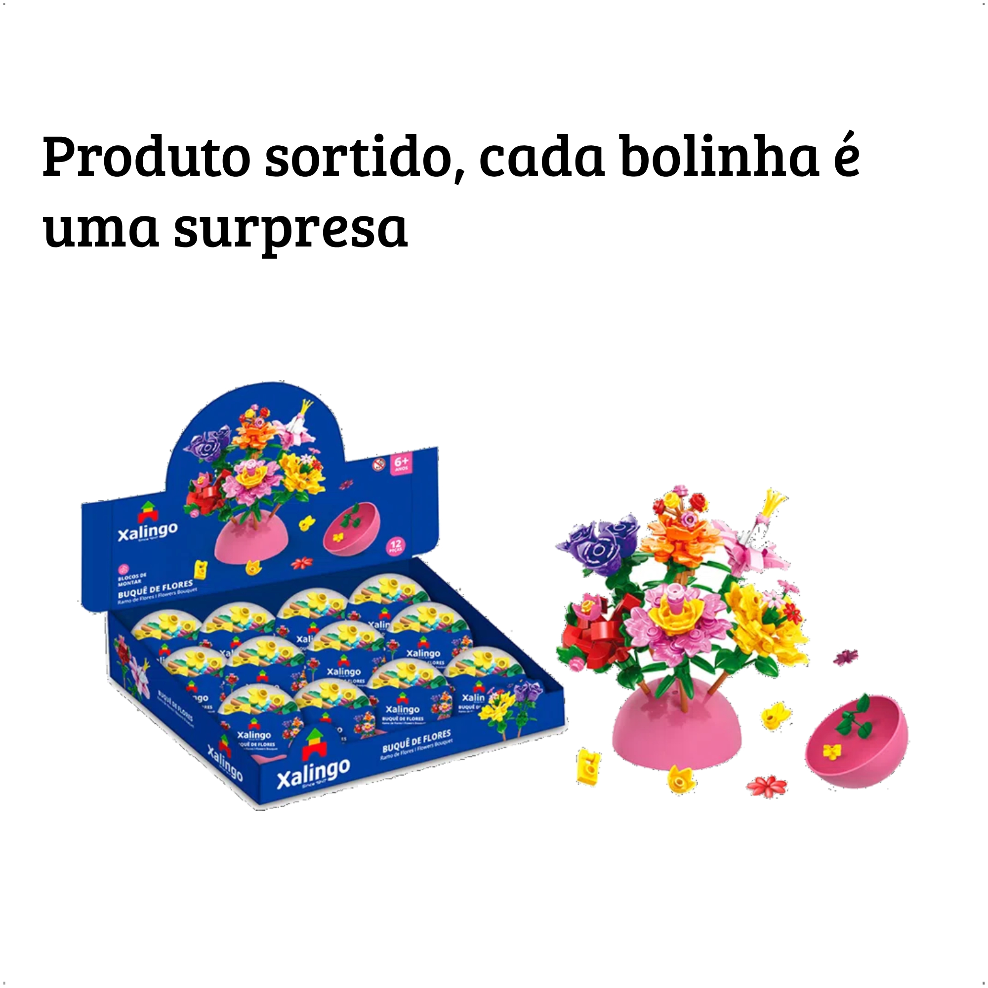 Brinquedo Blocos de Montar Mundo Encantado - Buque De Flores Surpresa 1 Peça - Xalingo 28498