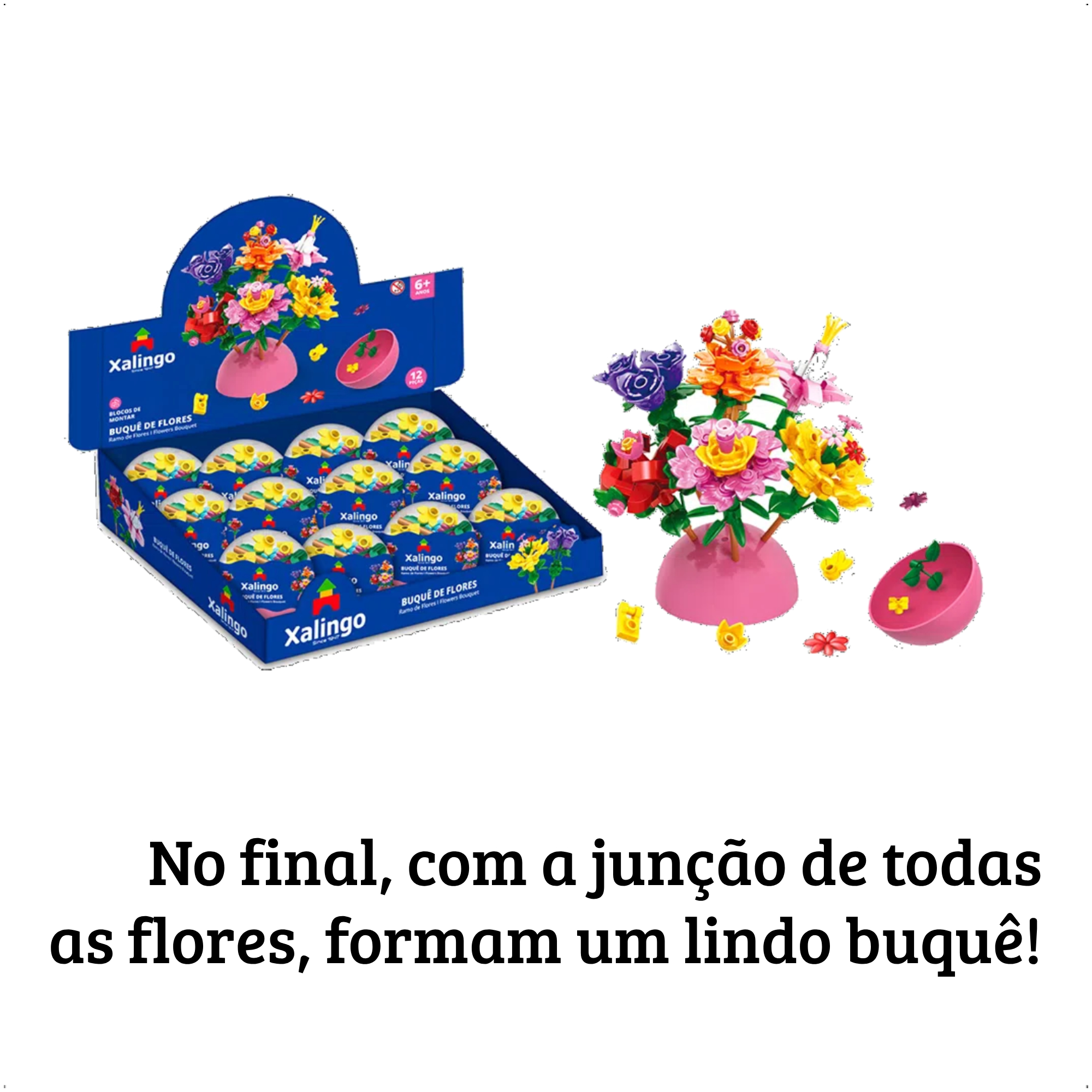 Brinquedo Blocos de Montar Mundo Encantado - Buque De Flores Surpresa 1 Peça - Xalingo 28498