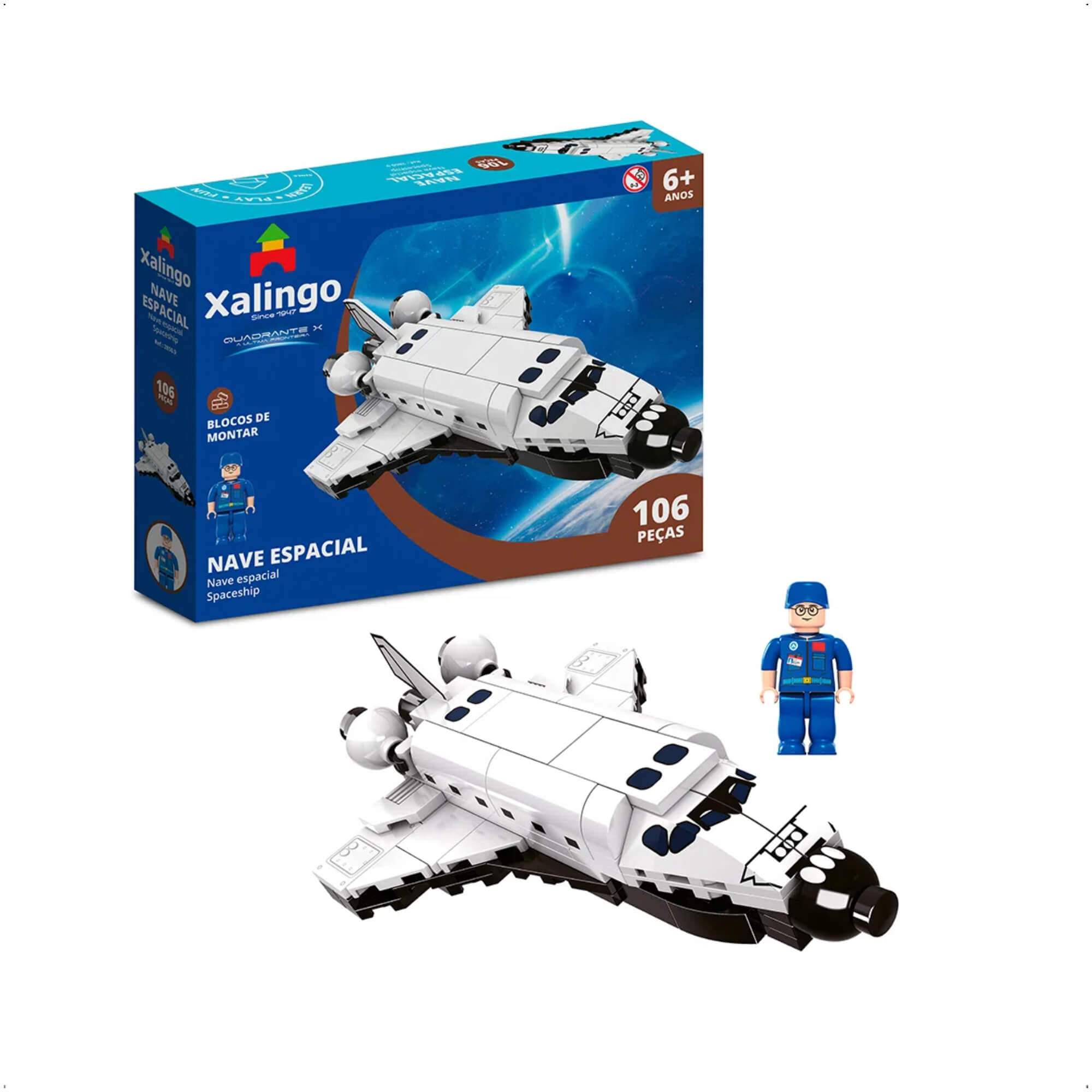 Brinquedo Blocos de Montar Quadrante X Nave Espacial 106 Peças Xalingo - 28509
