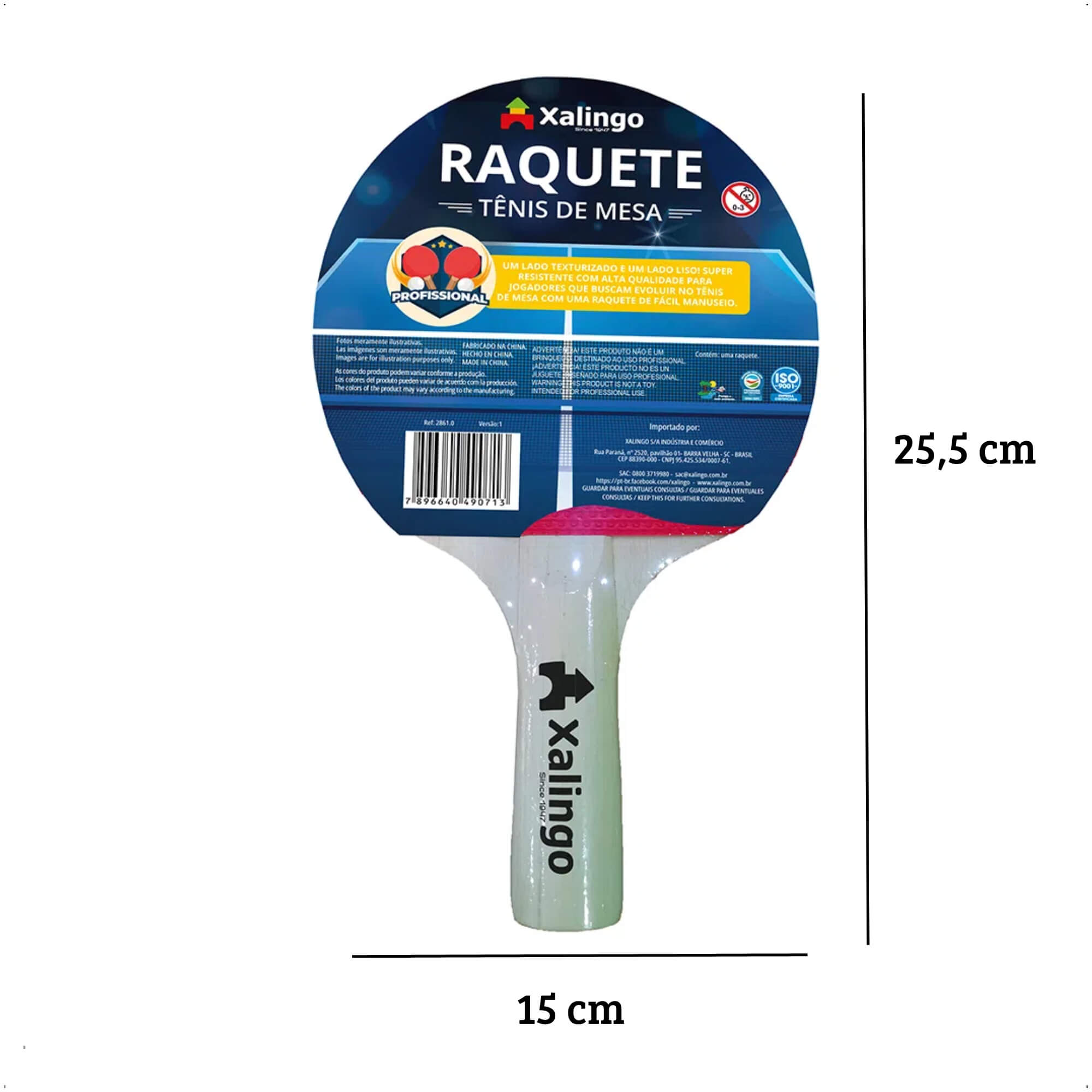 Raquete Para Tênis De Mesa / Ping Pong Lado Liso Lado Texturizado Fácil Manuseio - Xalingo 28610