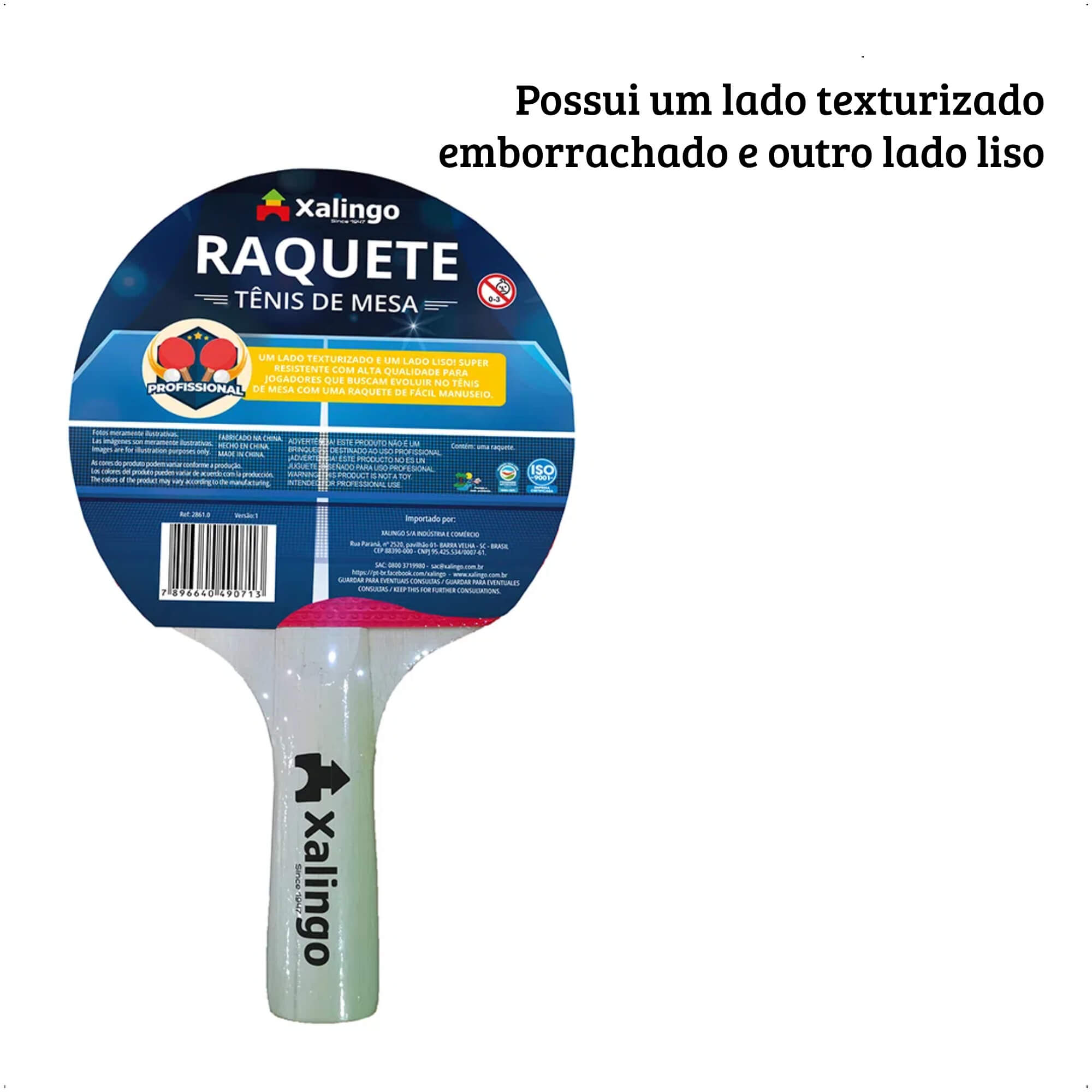 Raquete Para Tênis De Mesa / Ping Pong Lado Liso Lado Texturizado Fácil Manuseio - Xalingo 28610