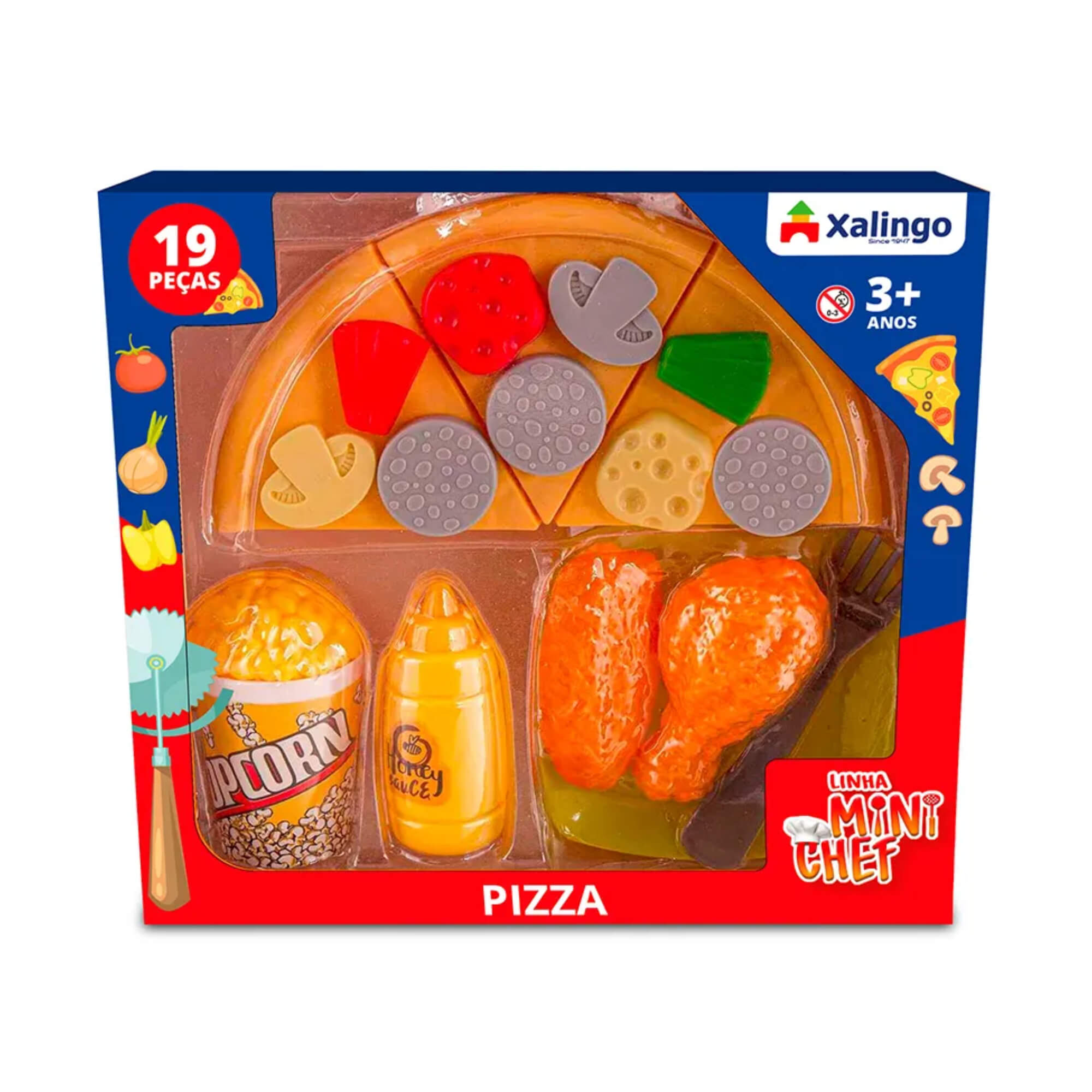 Brinquedo Mini Chef Pizza Infantil com 19 peças Cozinha com comidinha Xalingo - 28654