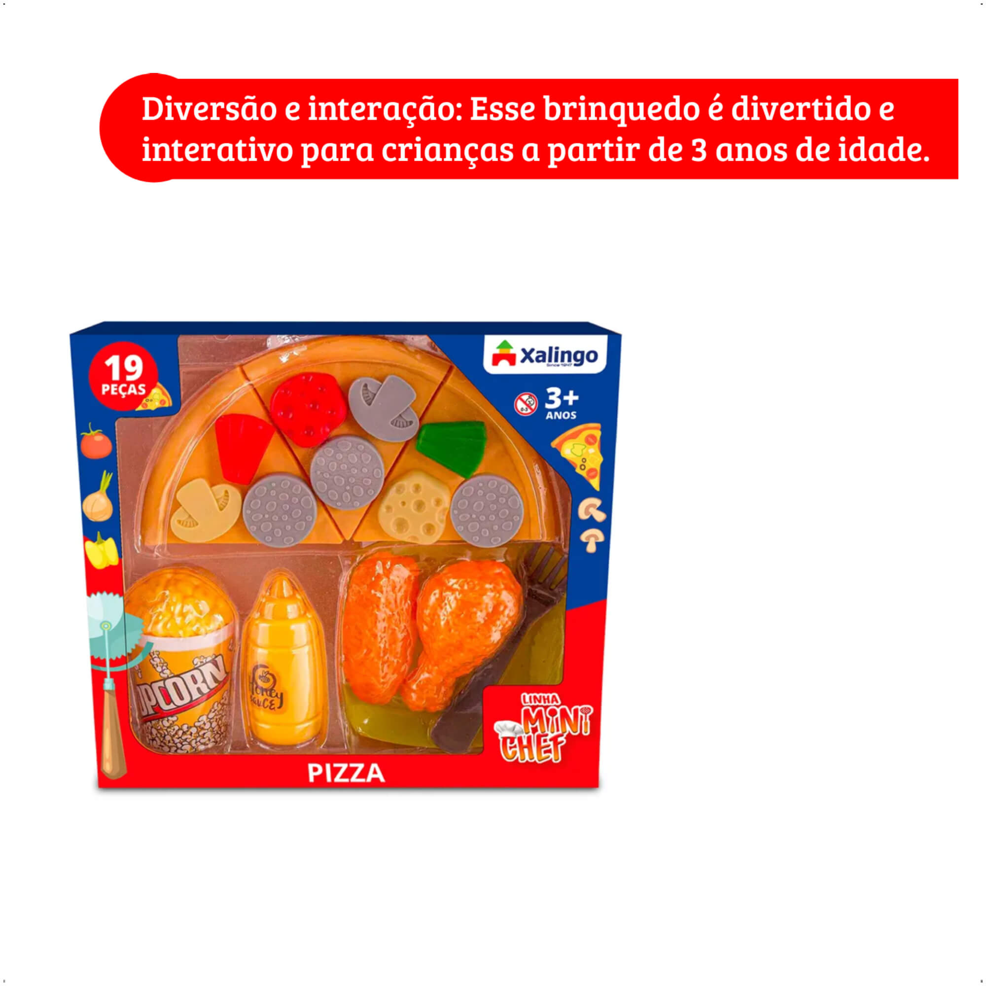 Brinquedo Mini Chef Pizza Infantil com 19 peças Cozinha com comidinha Xalingo - 28654