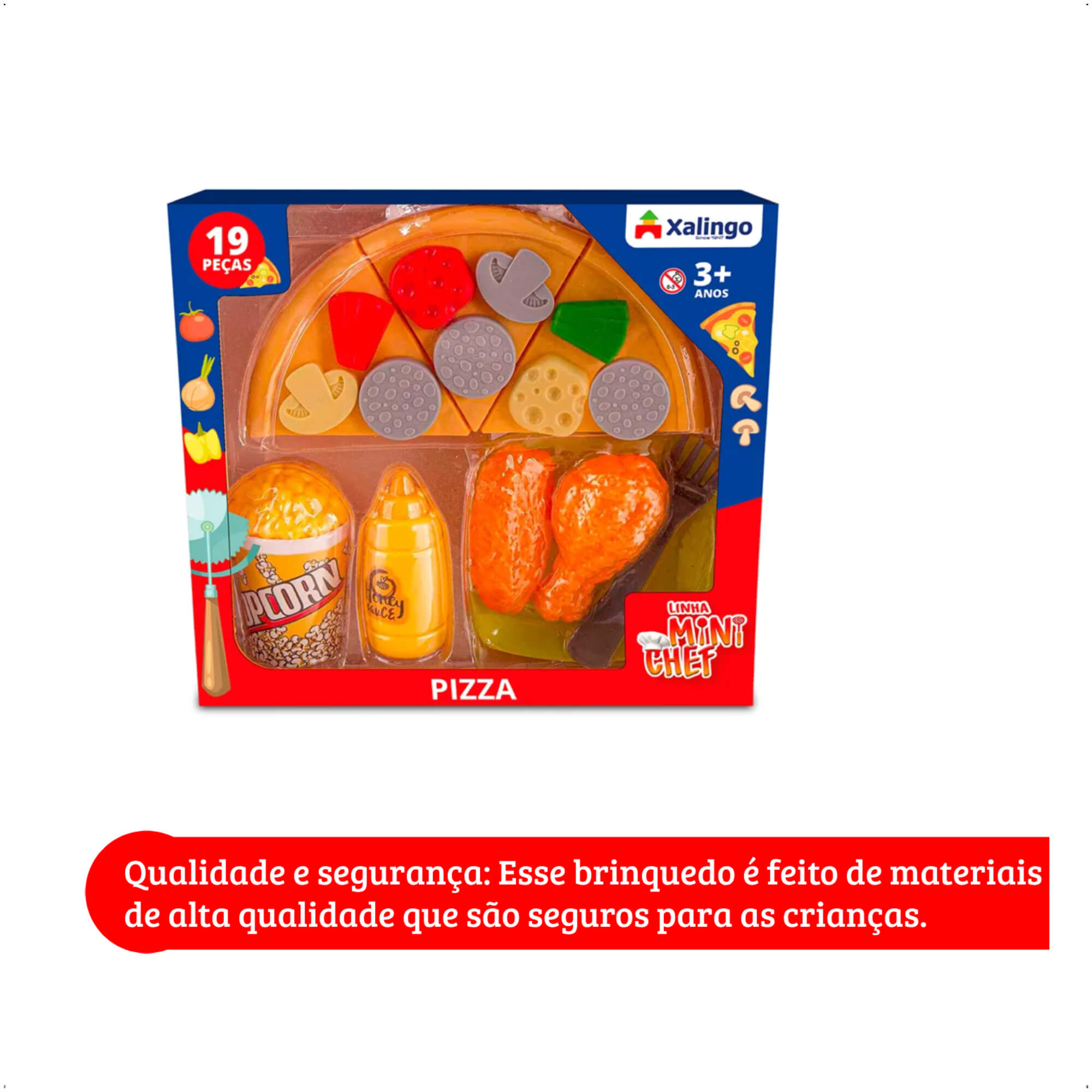 Brinquedo Mini Chef Pizza Infantil com 19 peças Cozinha com comidinha Xalingo - 28654