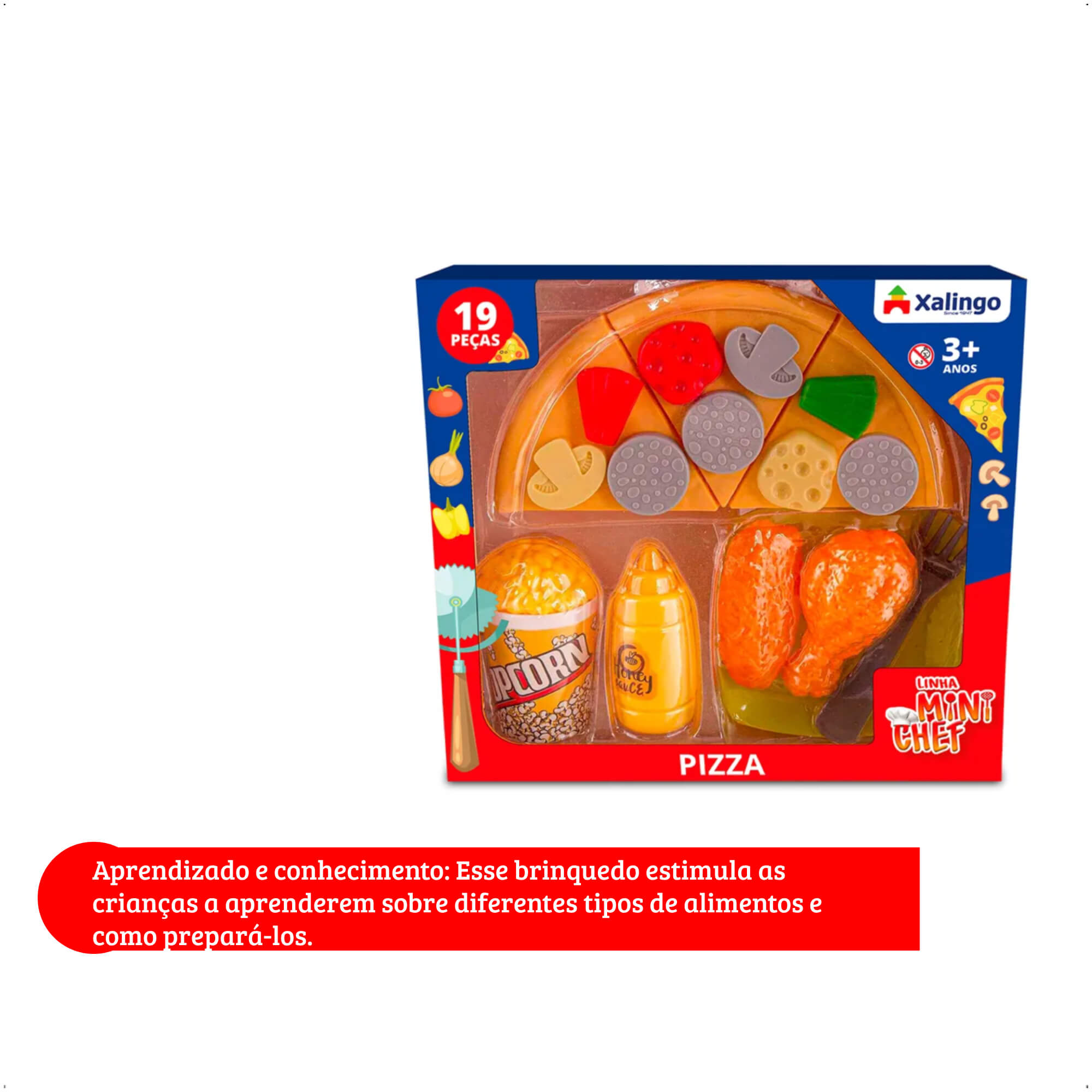 Brinquedo Mini Chef Pizza Infantil com 19 peças Cozinha com comidinha Xalingo - 28654