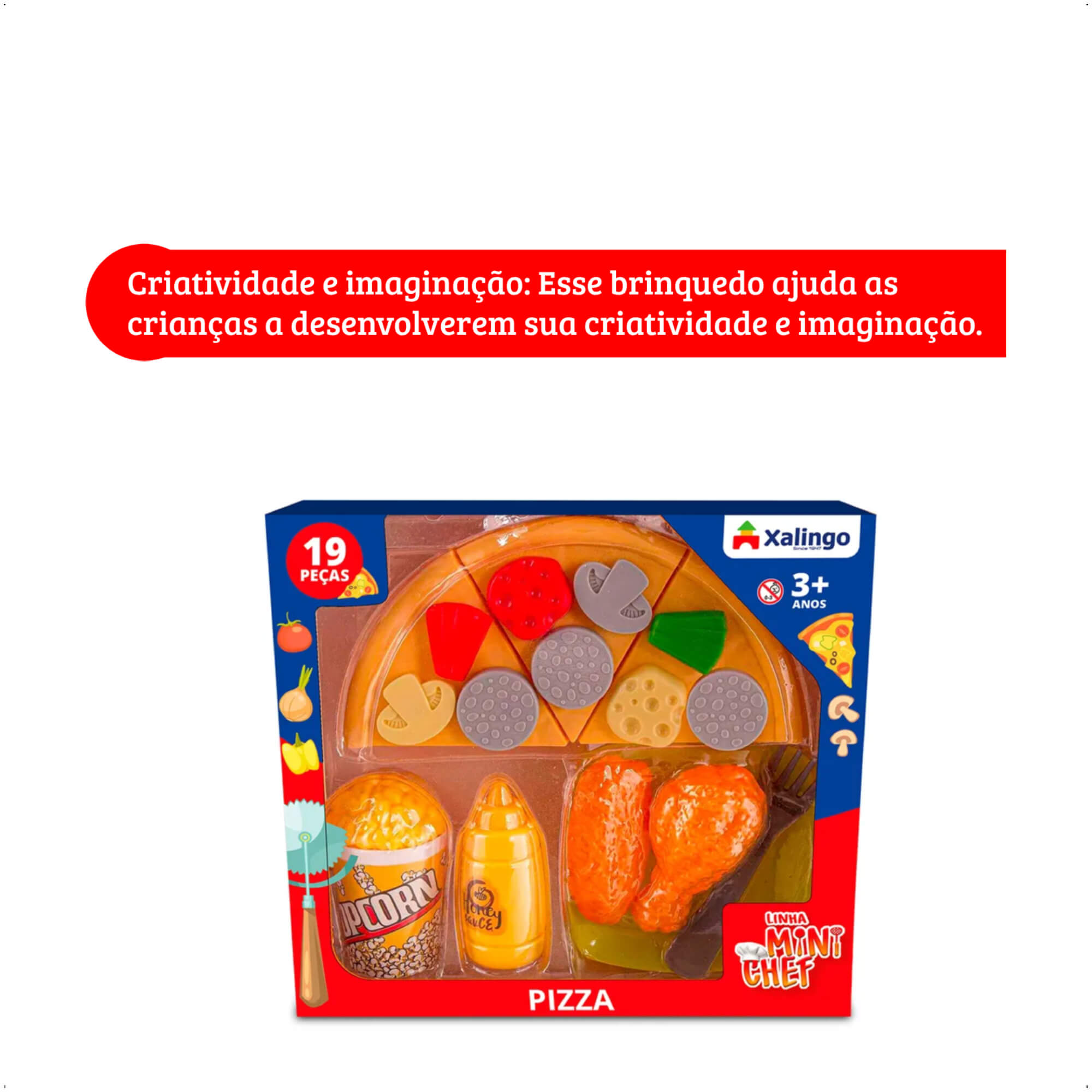 Brinquedo Mini Chef Pizza Infantil com 19 peças Cozinha com comidinha Xalingo - 28654