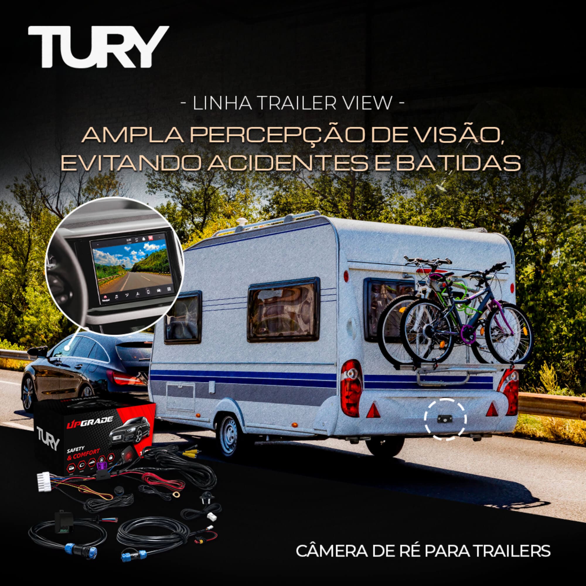 Kit Câmera de Ré para Trailers Carretas Modulo Tury - TRAILERVIEW