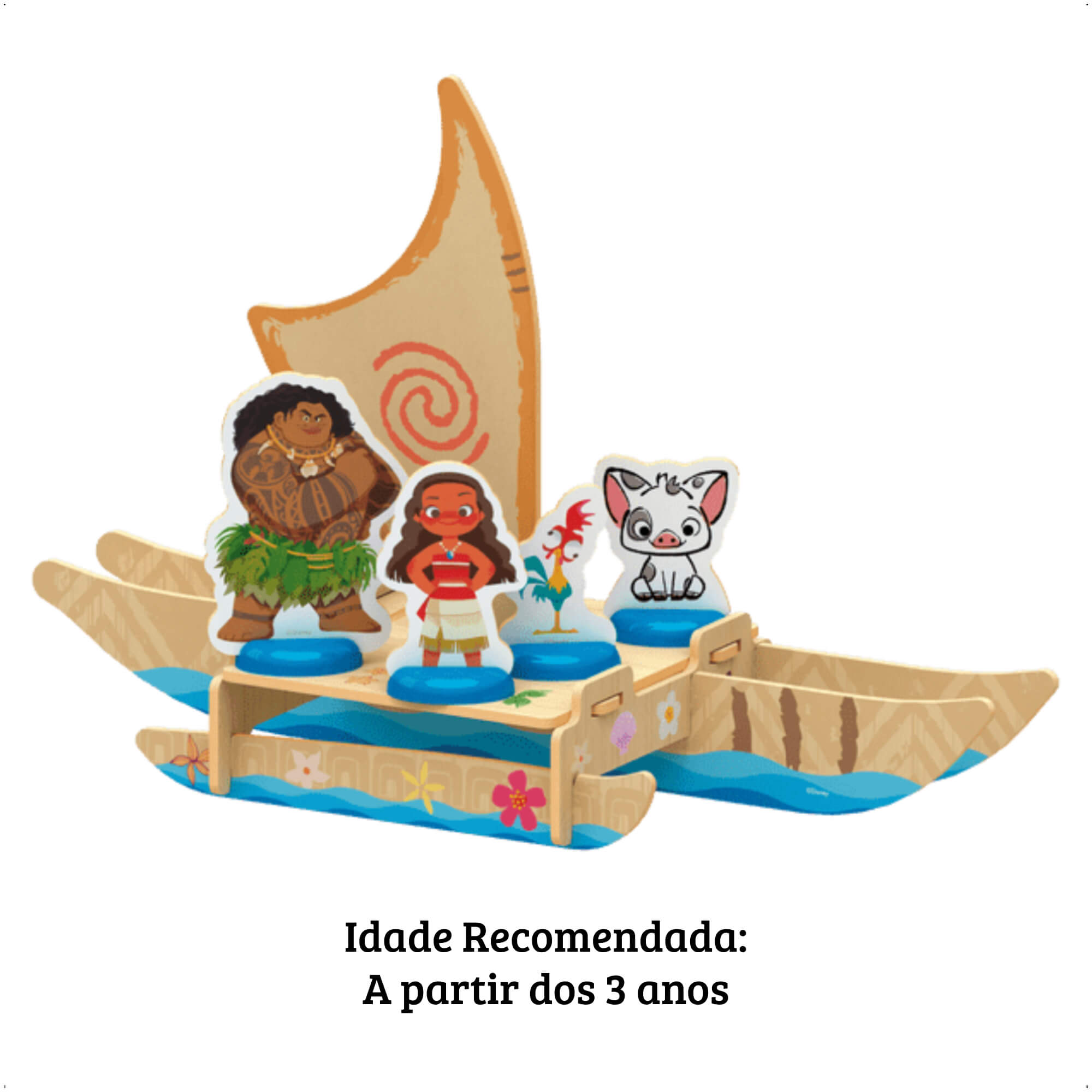 Mini Playset Barco Moana Desenvolve a Atenção, a Discriminação Visual e o Lógico Xalingo-13143