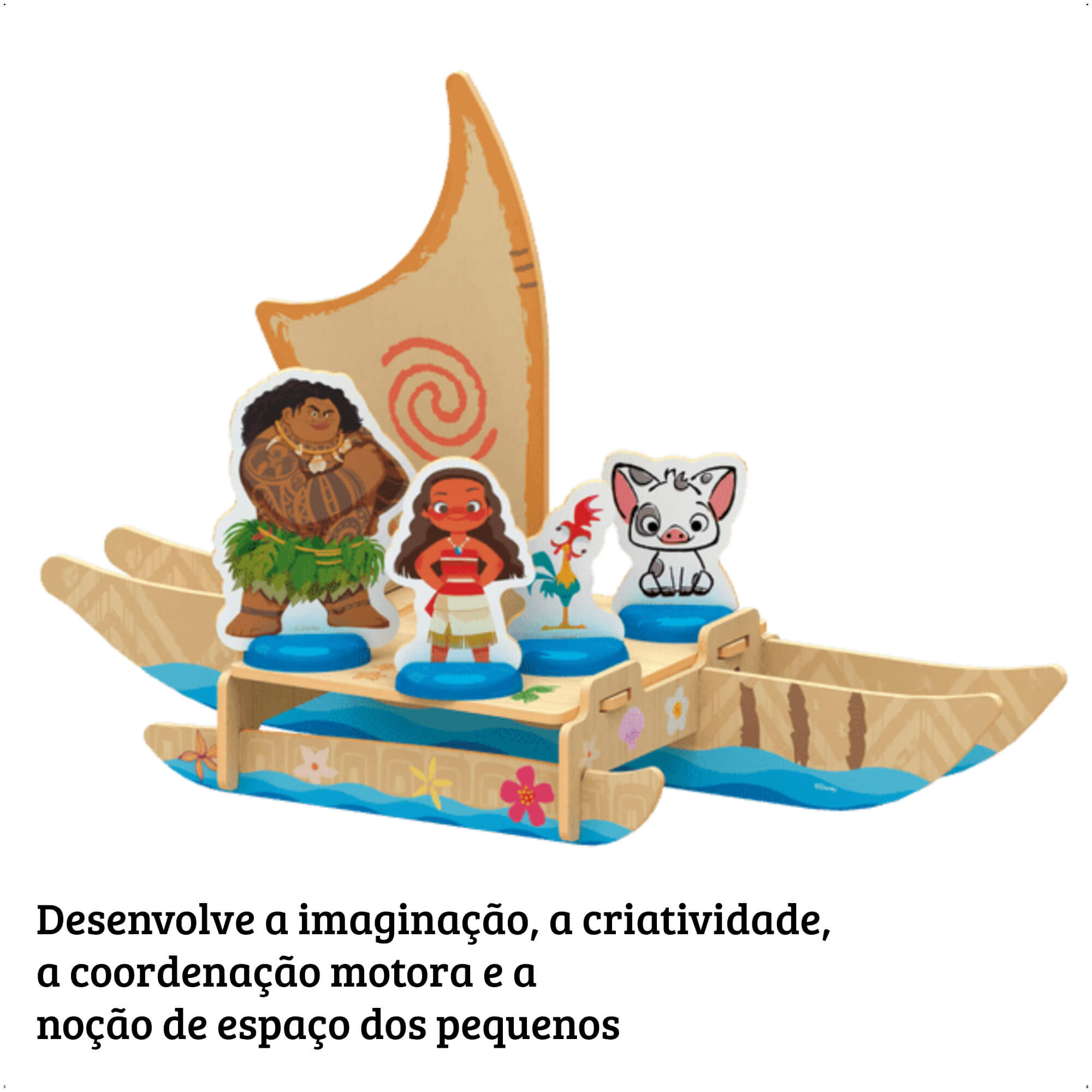Mini Playset Barco Moana Desenvolve a Atenção, a Discriminação Visual e o Lógico Xalingo-13143