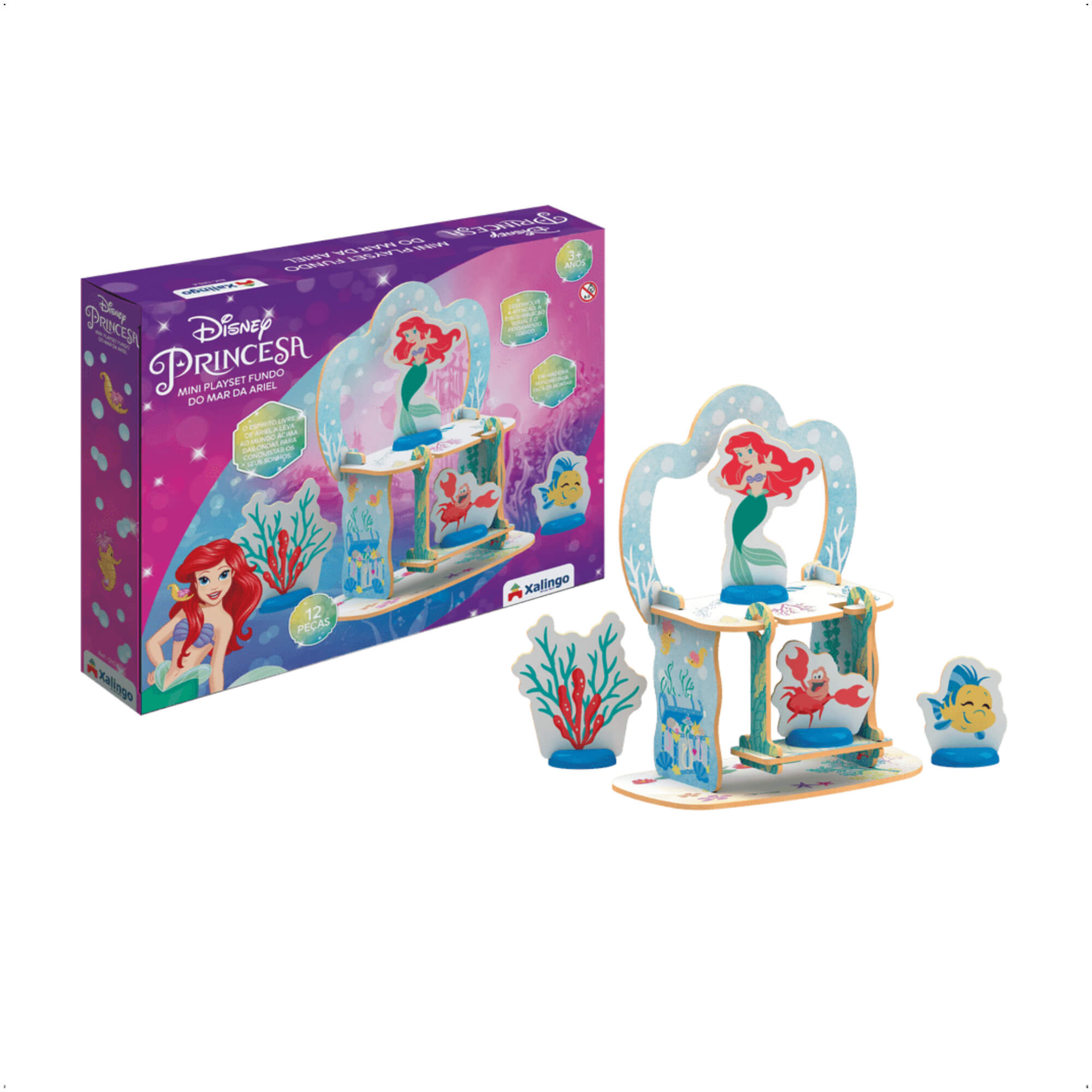 Brinquedo Mini Playset Fundo Do Mar Da Ariel Criatividade, Coordenação Motora Xalingo - 13154