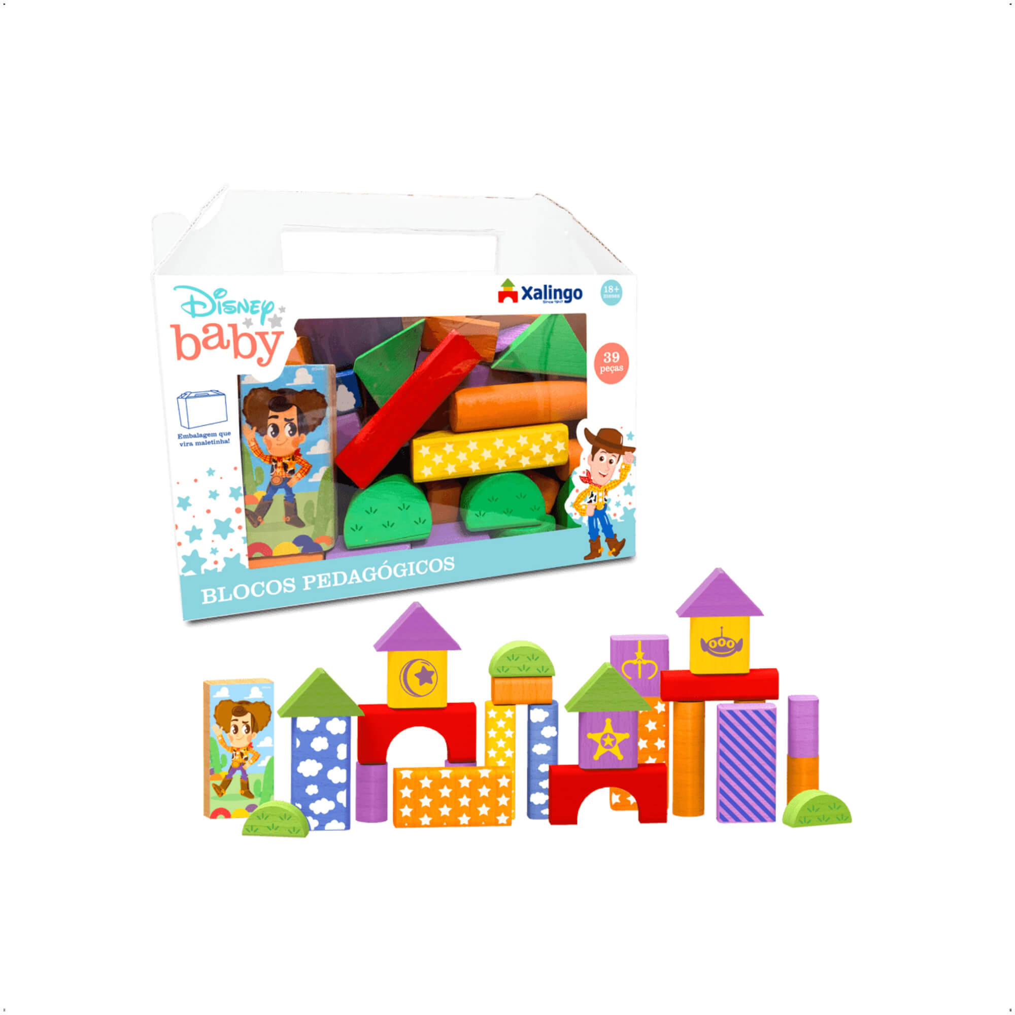 Brinquedo Blocos Pedagógicos Toy Story Disney Baby 39 Peças Xalingo - 13187
